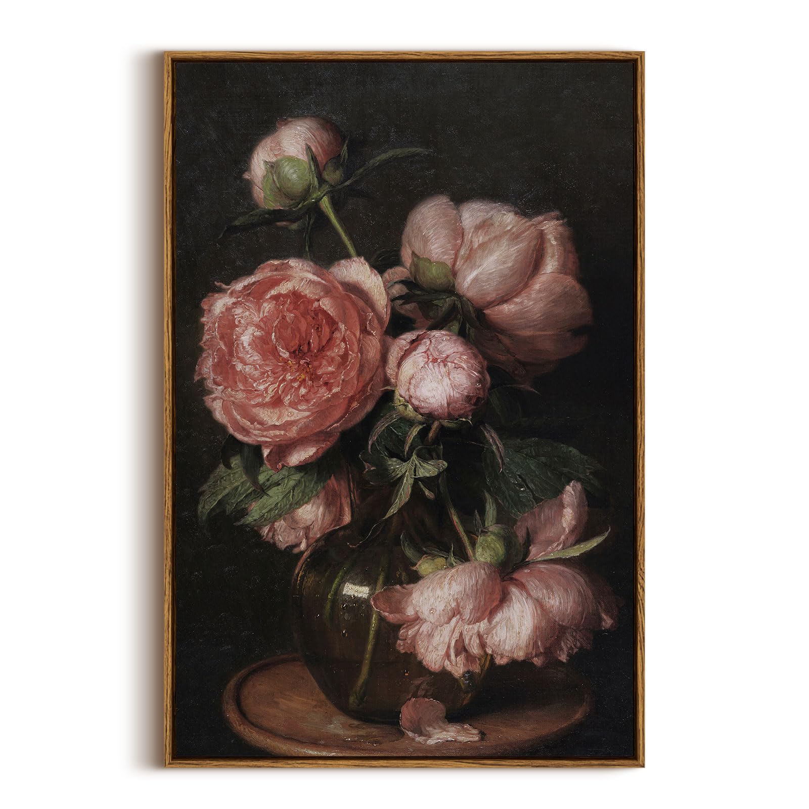 Insimsea Framed Canvas Prints Art Vintage Decor, Botanical Canvas Wall Art Decor For Bedroom,Large Floral Prints For Living Room