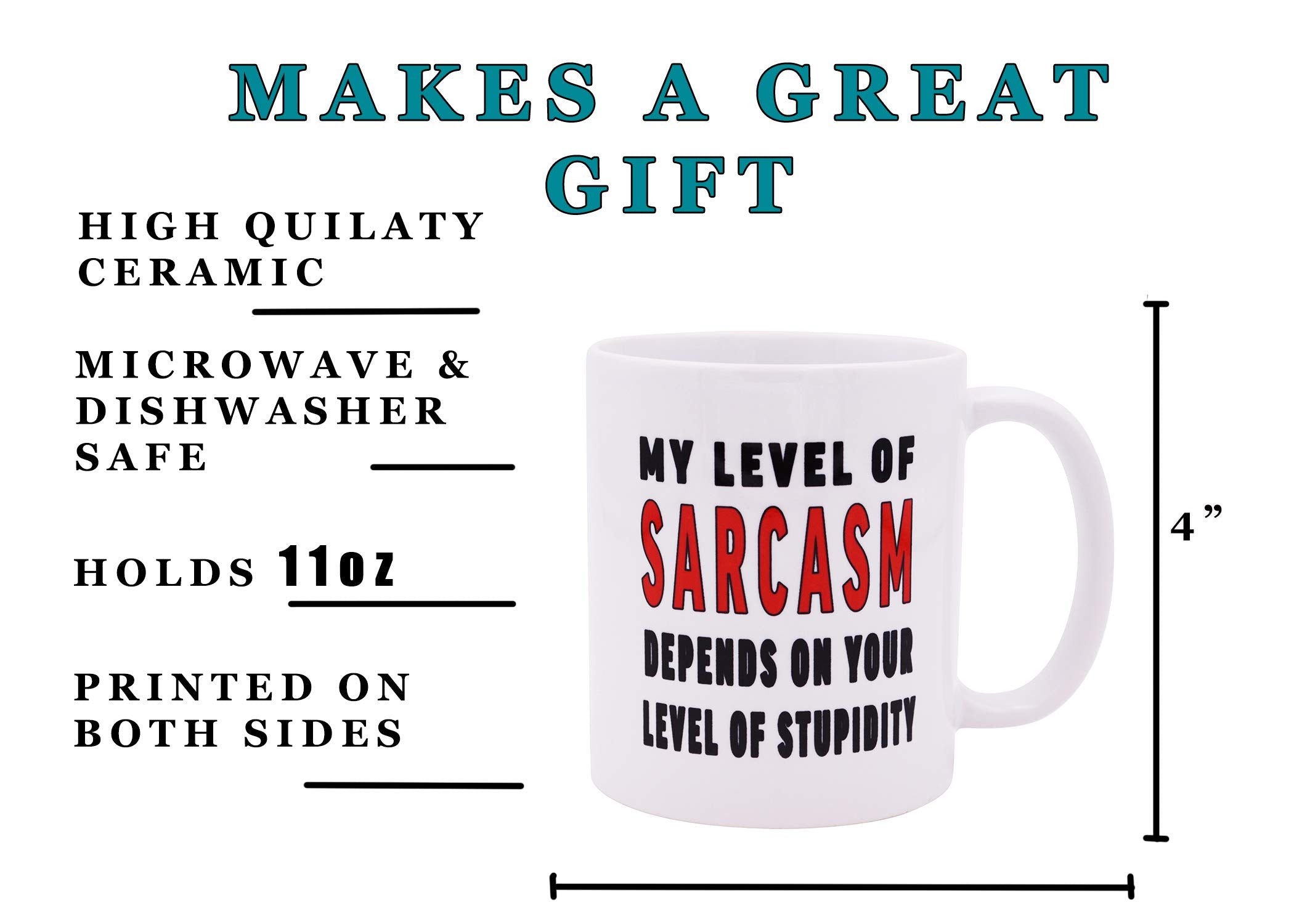 Rogue River Tactical Sarcastic Funny Coffee Mug My Level of Sarcasm Novelty Cup Great Gift Idea For Employee Boss Coworker