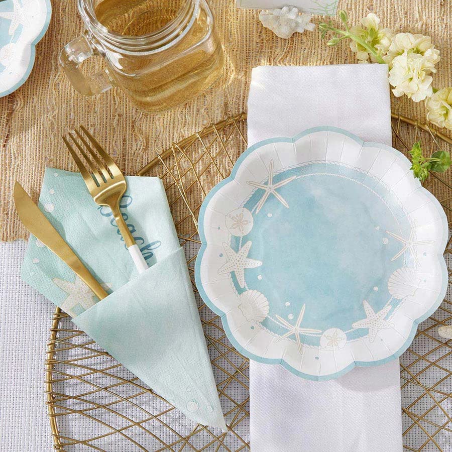 Kate Aspen 32 Pcs Paper Plates, 7 Inch Heavy Duty Disposable Party Plates, Party Supplies Tableware For Wedding, Bridal Shower,