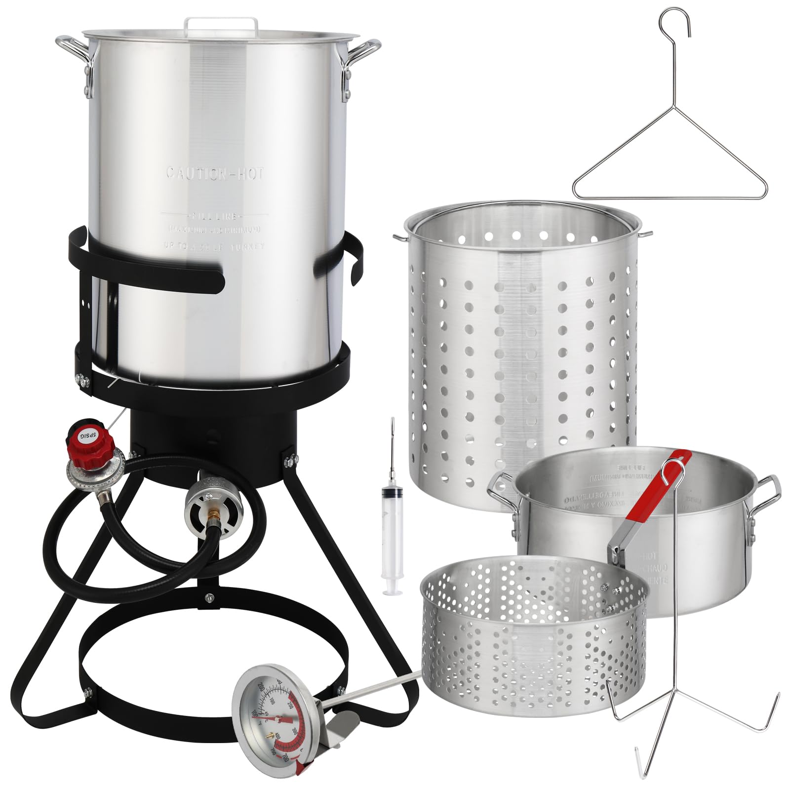 Outvita 30 Qt Turkey Deep Fryer & 10Qt Fish Fryer Kit W/Baskets,Aluminum Fish & Seafood Boiler Steamer With 54,000 Btu Propane G