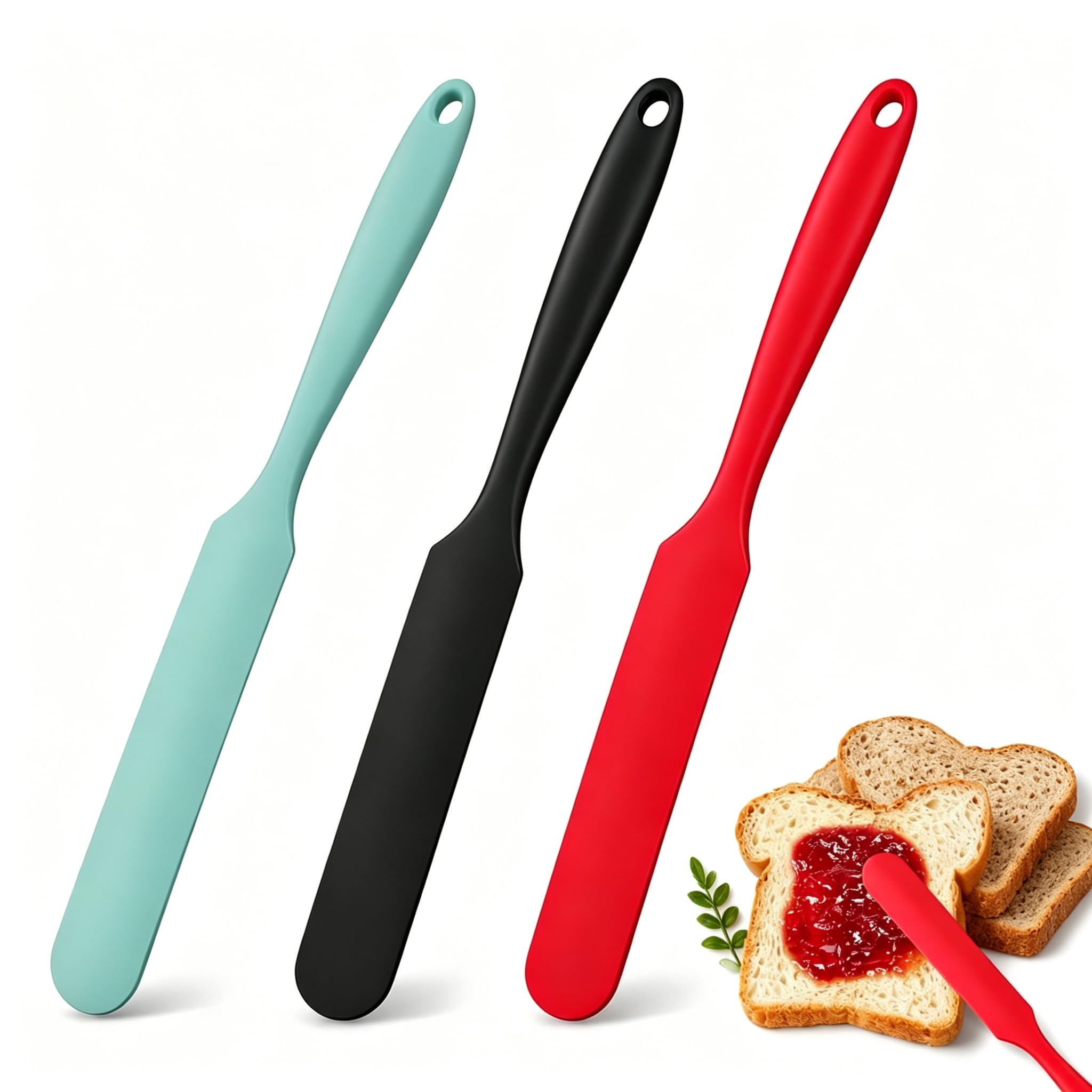 Silicone Jar Spatula Set 3PCS Long Handle Mini Spatula Heat Resistant