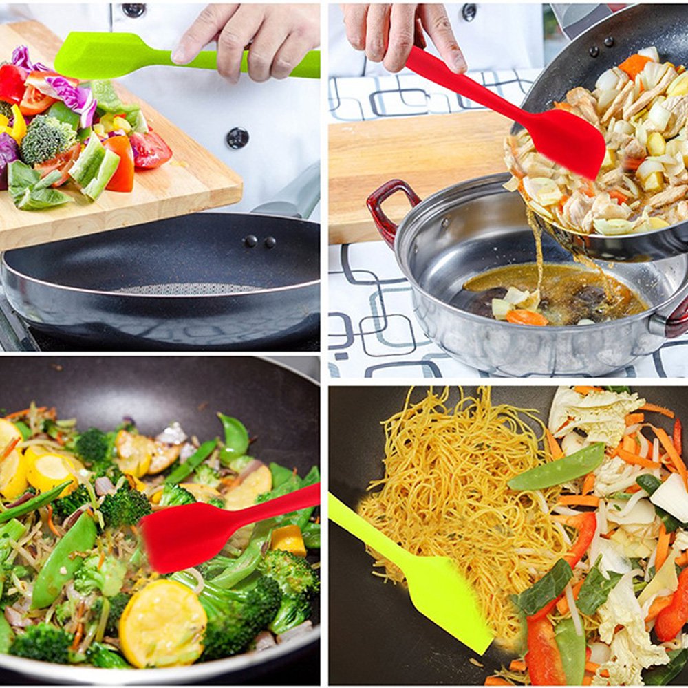 Silicone Spatulas, 11 Inch Rubber Spatula Heat Resistant Seamless One Piece Design Non-Stick Flexible Scrapers Baking Mixing Too