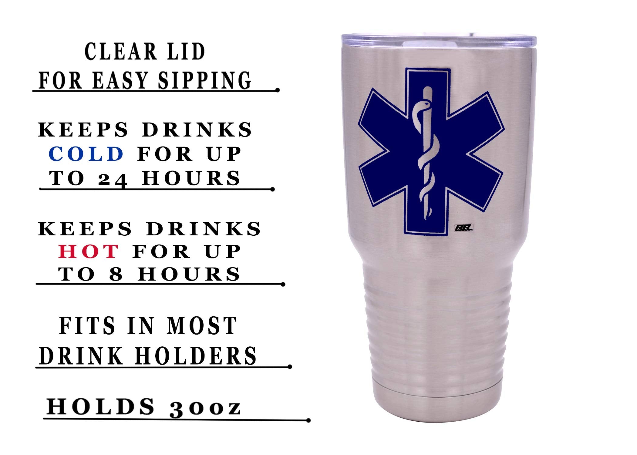 Rogue River Tactical Emt Ems Star Of Life 30 Ounce Travel Tumbler Mug Cup W/Lid Paramedic Gift Ambulance