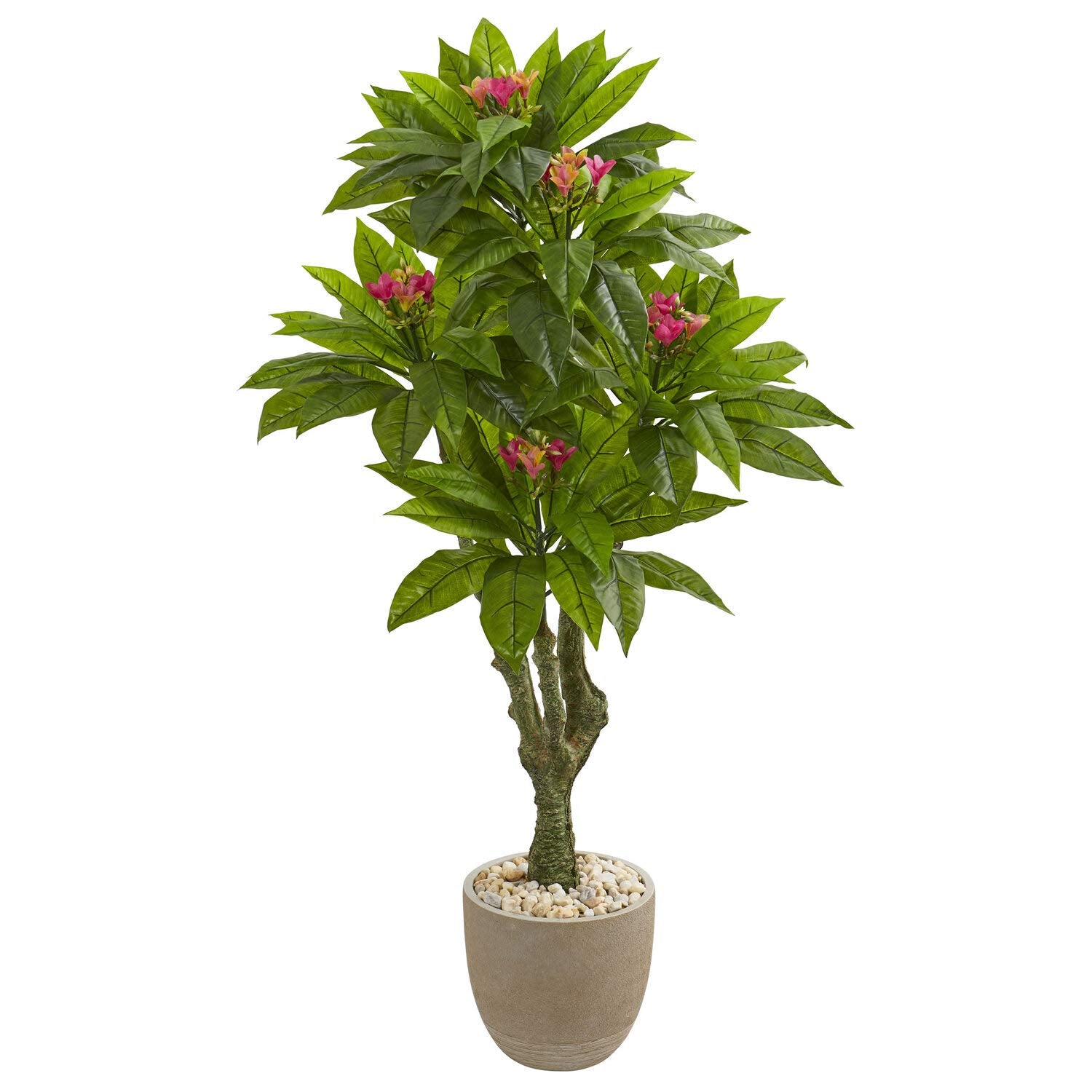 Nearly Natural 5ft. Plumeria Artificial Tree in Decorative Planter UV Resistant (Indoor/Outdoor)