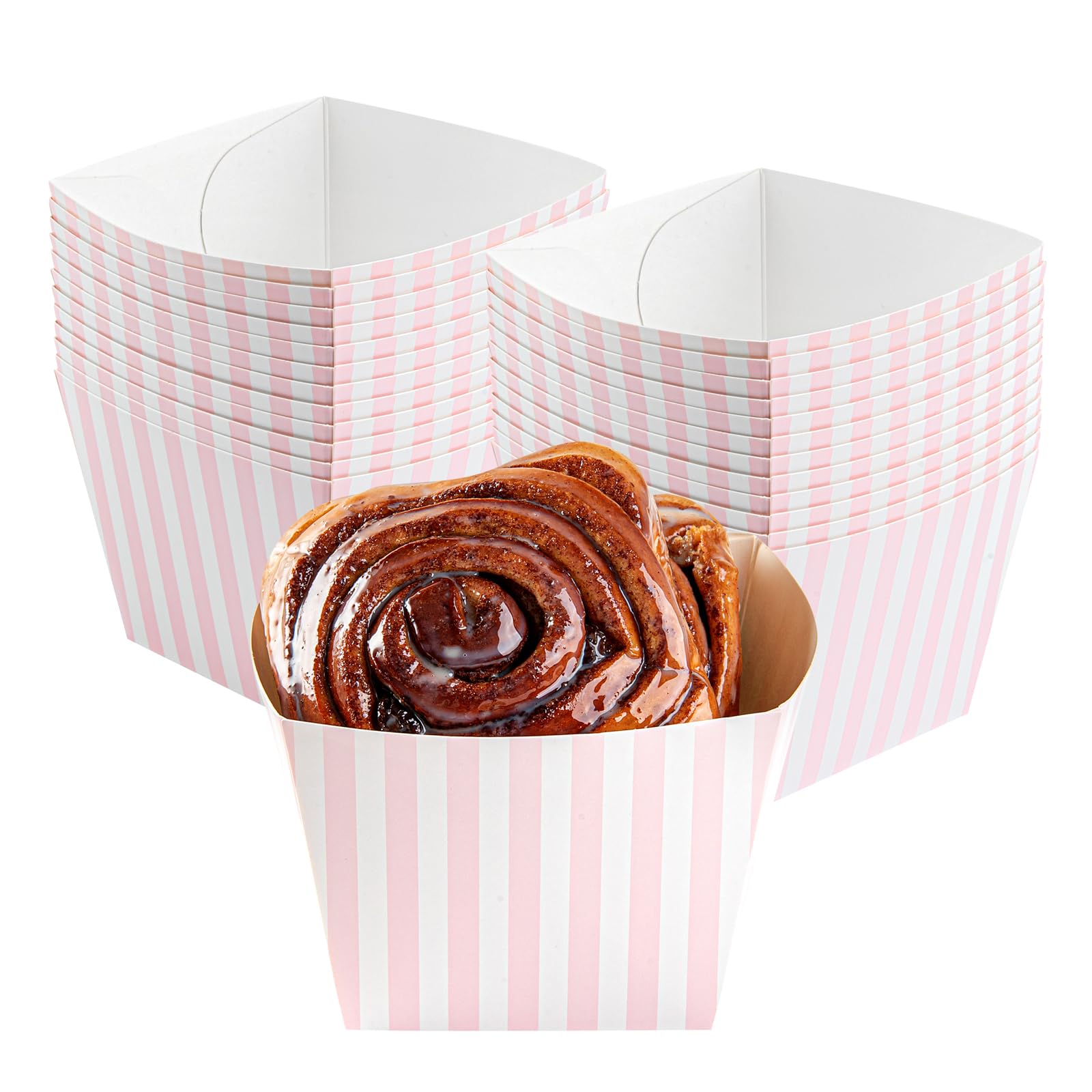 Restaurantware-Bio Tek 4.3 x 4.3 x 3.2 Inch Snack Boxes, 200 PE Coating Treat Boxes - Sturdy, Disposable, Pink And White Paper F