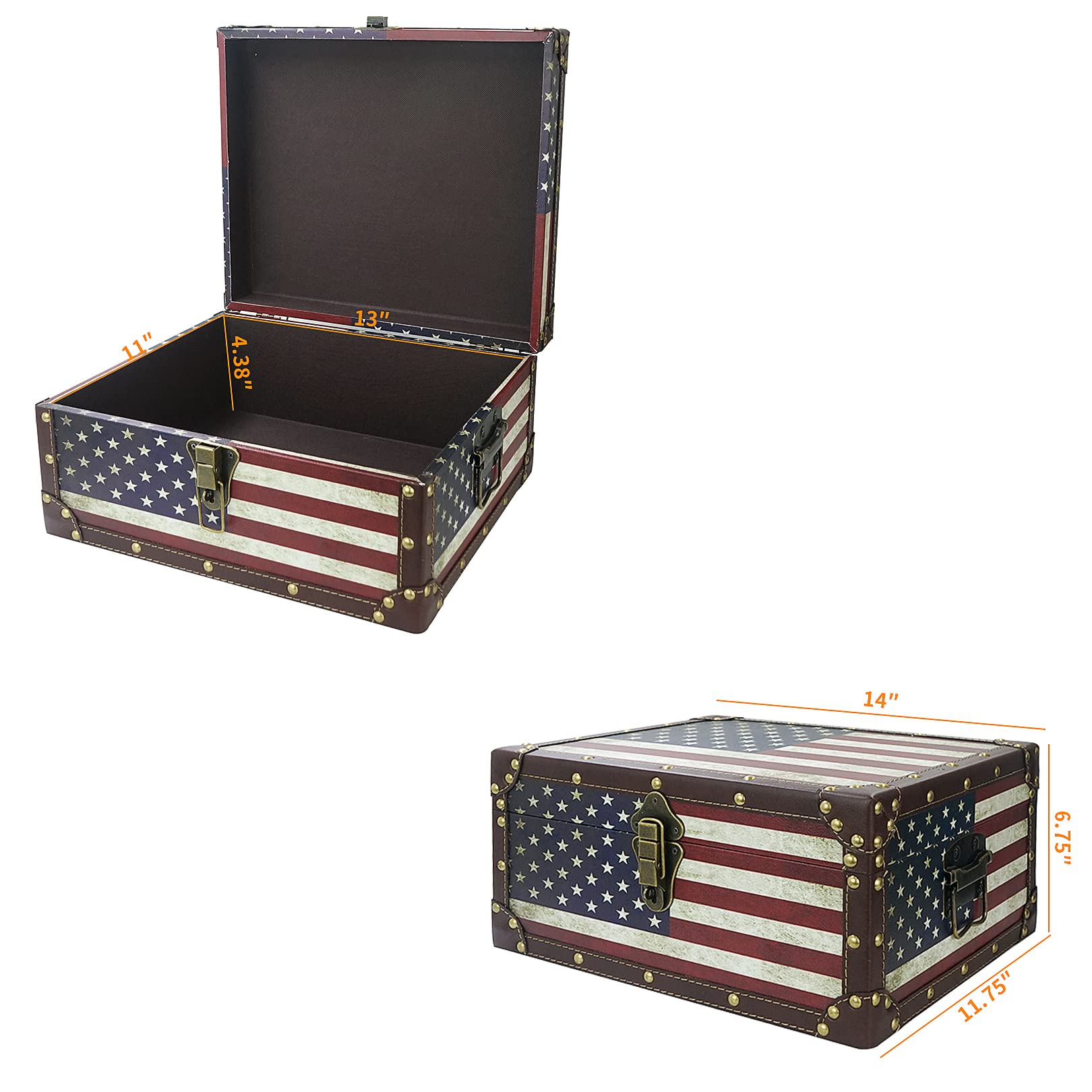 DreamsEden Large Wooden Decorative Storage Trunk - Vintage American Fl ...