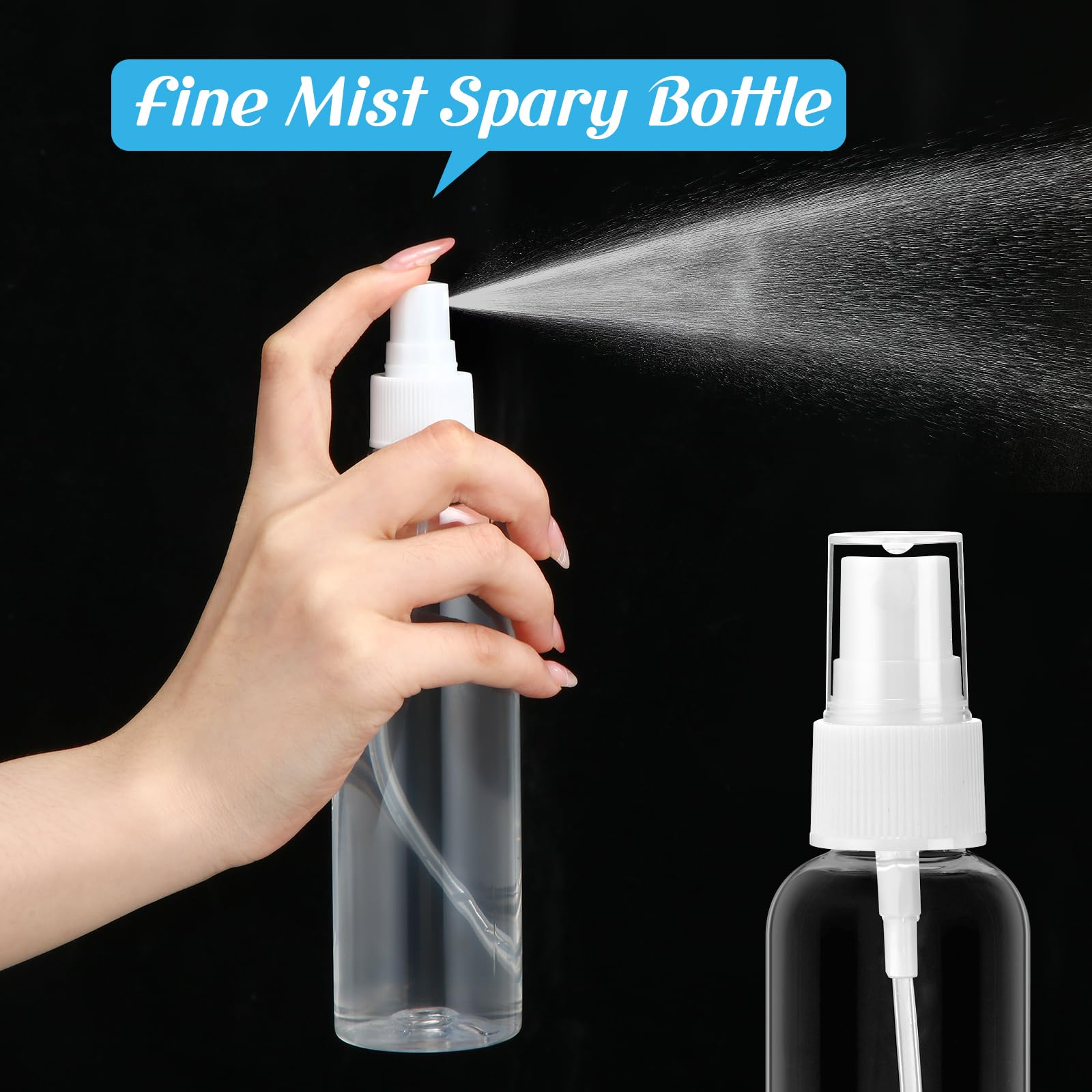 Tanlade 100 Pcs 8 oz Empty Spray Bottles with Pump Spray Cap Refillable Clear Plastic Misting Bottles Fine Mist Bottle for Hair