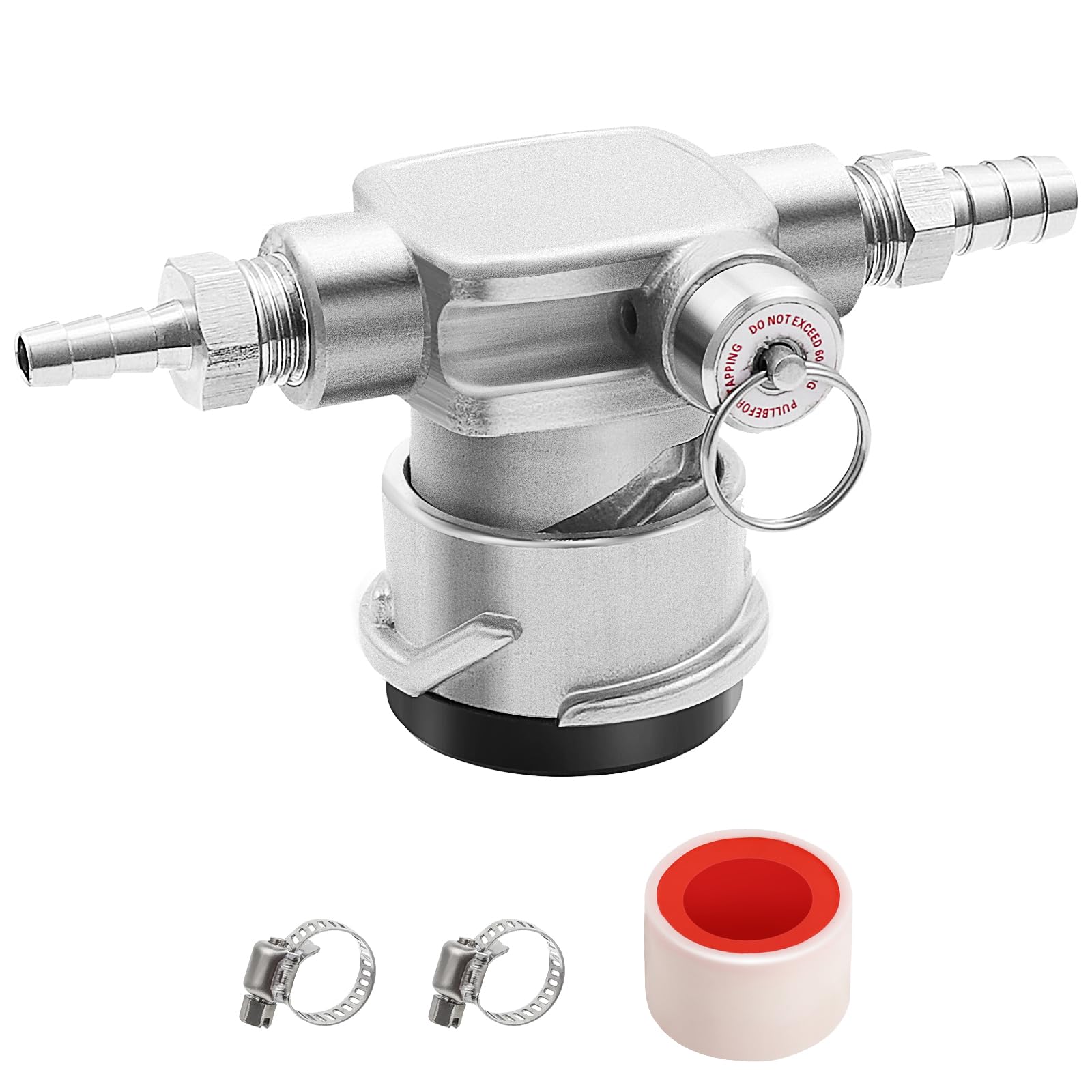 Dbgogo Low Profile Keg Coupler, 304 Stainless Steel D System Keg Coupler Space Saving Twist-Activated Homebrew Sankey Keg Tap Wi