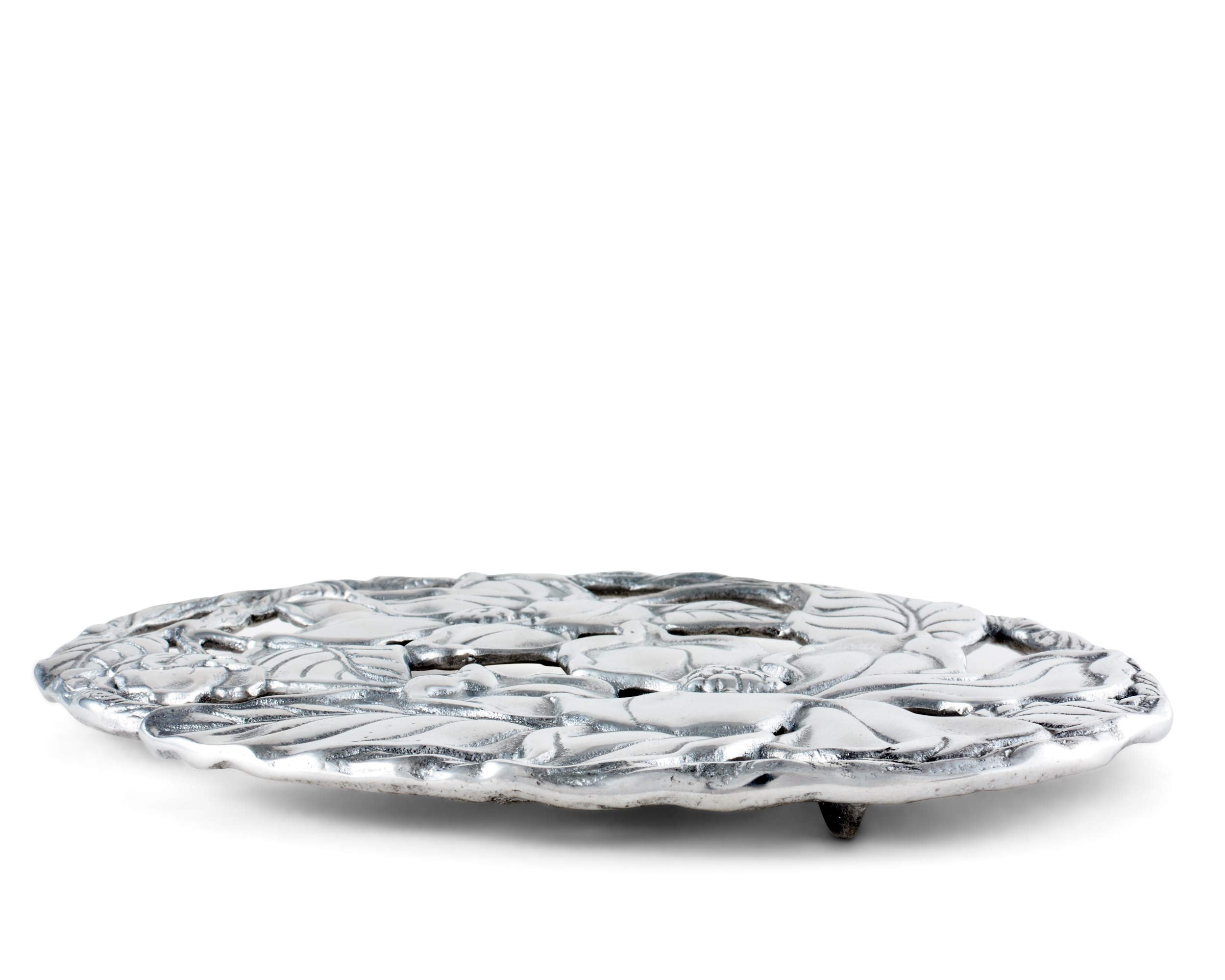 Arthur Court Designs Aluminum Metal Magnolia Flower Trivet Hot Pans Pots Dishes Or Teapot Florida Theme 9 Inch Long