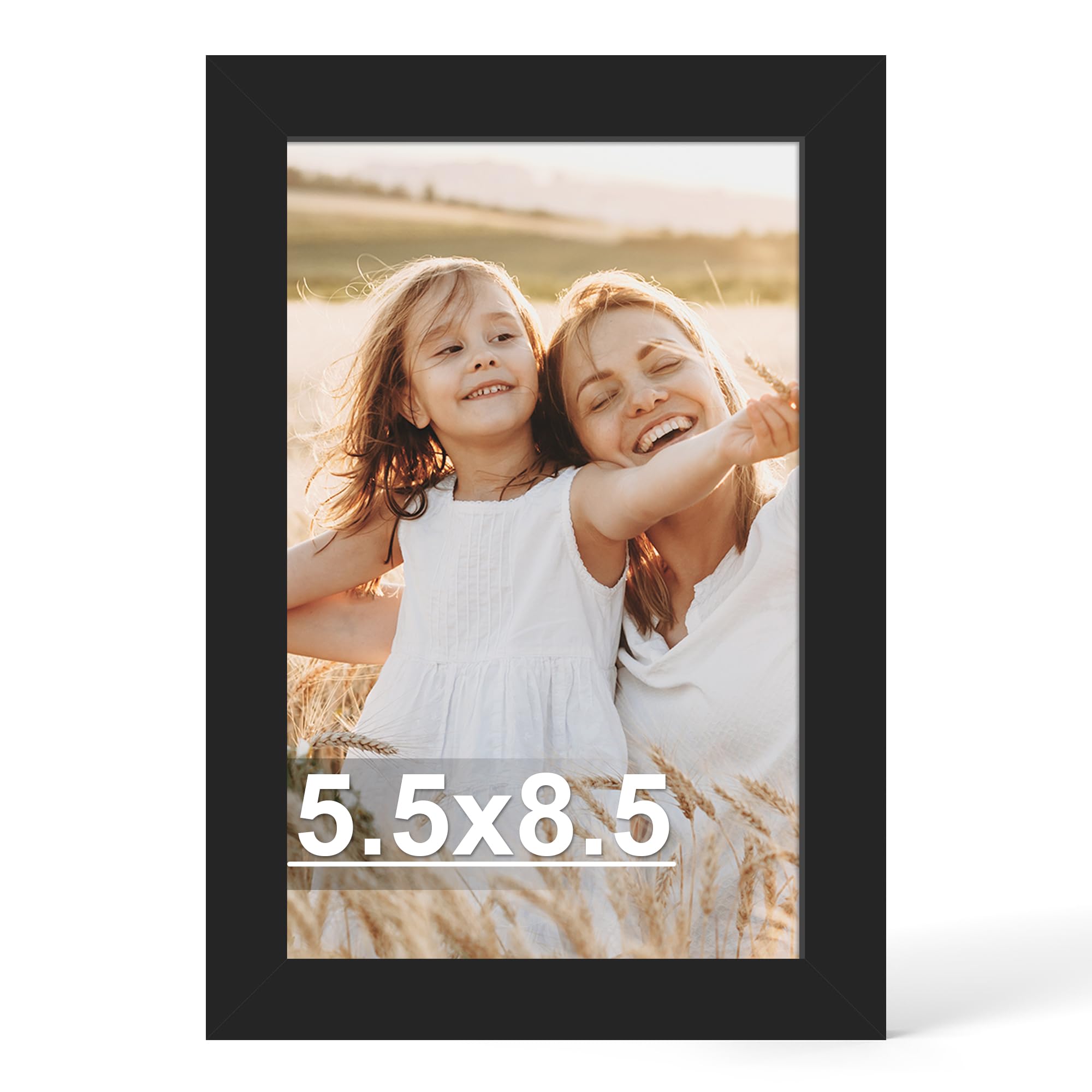 Hongkee 5.5 x 8.5 Diploma Frame, Made of Real Glass and Wooden Frame, Horizontal and Vertical Display for Wall or Tabletop (Blac