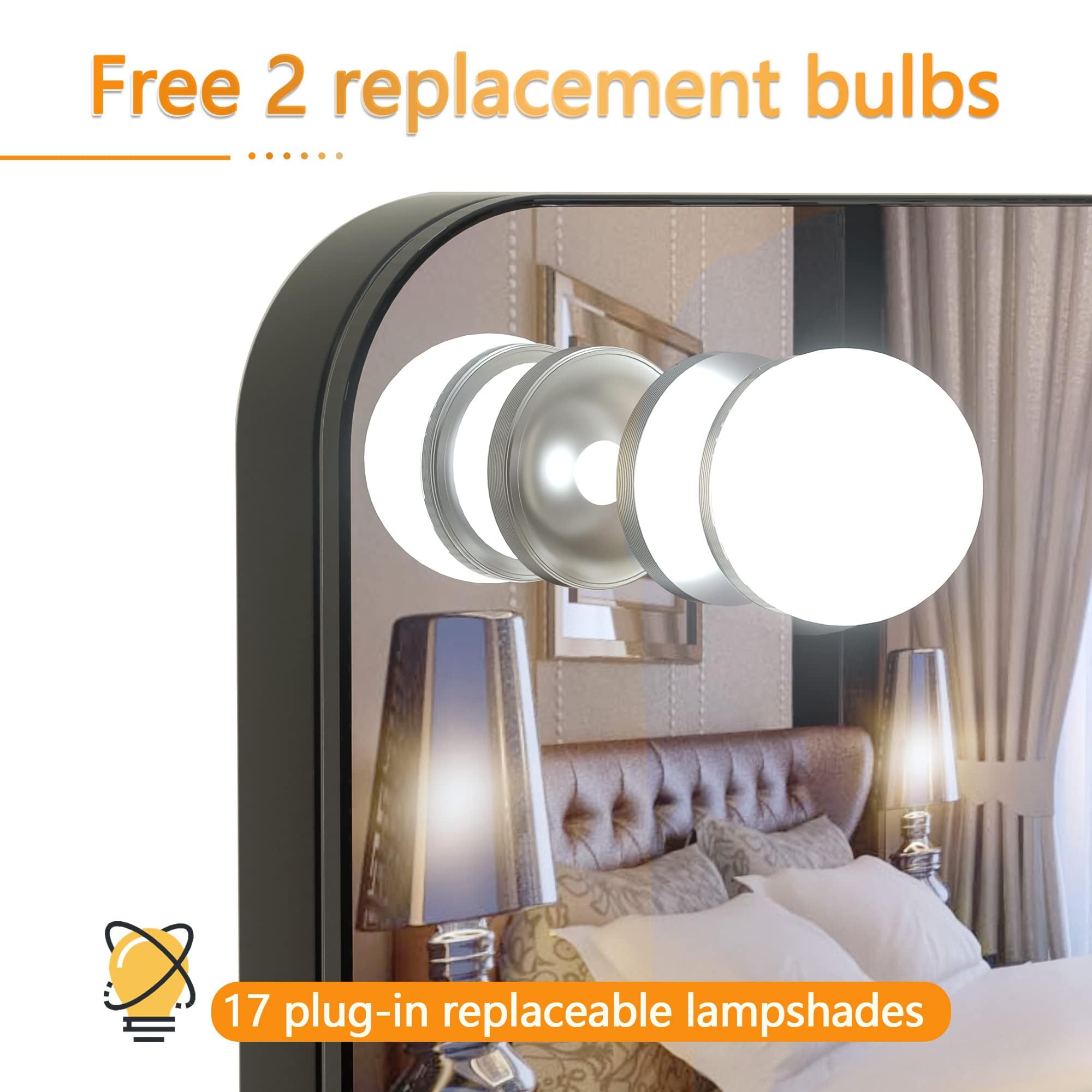 Hasipu Vanity Mirror With Lights, 31.5'' X 23.6'' Hollywood Mirror, Makeup Mirror With 17 Dimmable Bulbs And 10X Magnification,