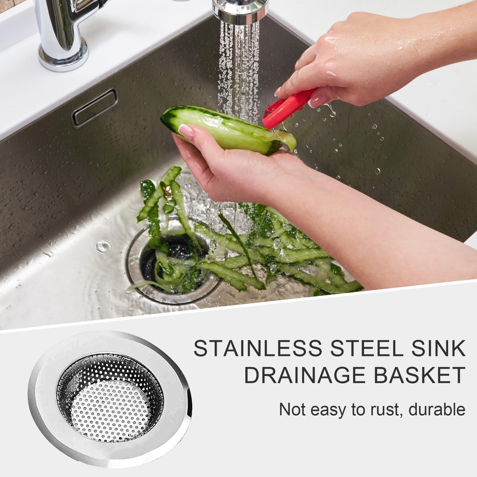 Kitchen Sink Strainer Stainless Steel Sink Strainer With Large Wide Rim 4.5'' For Mesh Sink Strainer, Large (Pack Of 2)