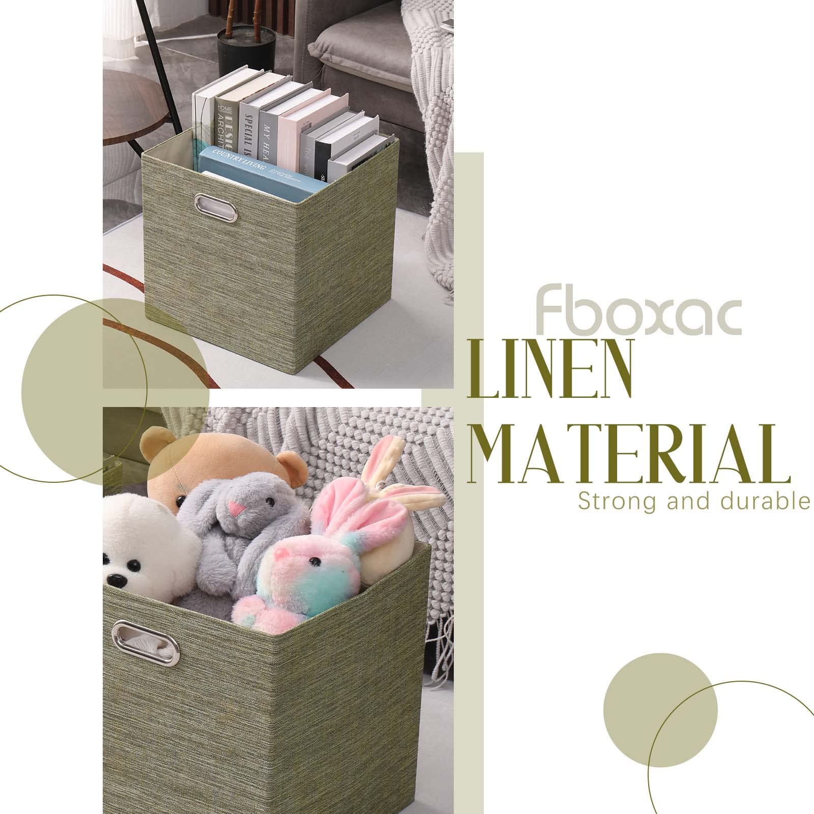 Fboxac Cube Storage Bins 13  13 Polyester Foldable Box With Handles, Collapsible Organization Basket Set Of 4 Large Capacity Dra