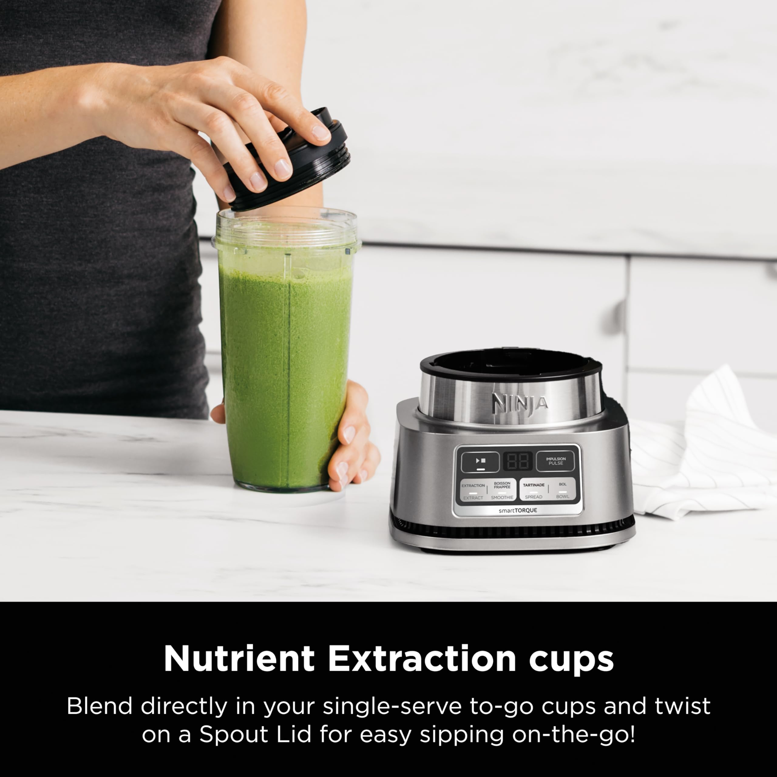 Ninja Ss101 Foodi Smoothie Maker & Nutrient Extractor* 1200 Wp, 6 Functions Smoothies, Extractions*, Spreads, Smarttorque, 14-Oz