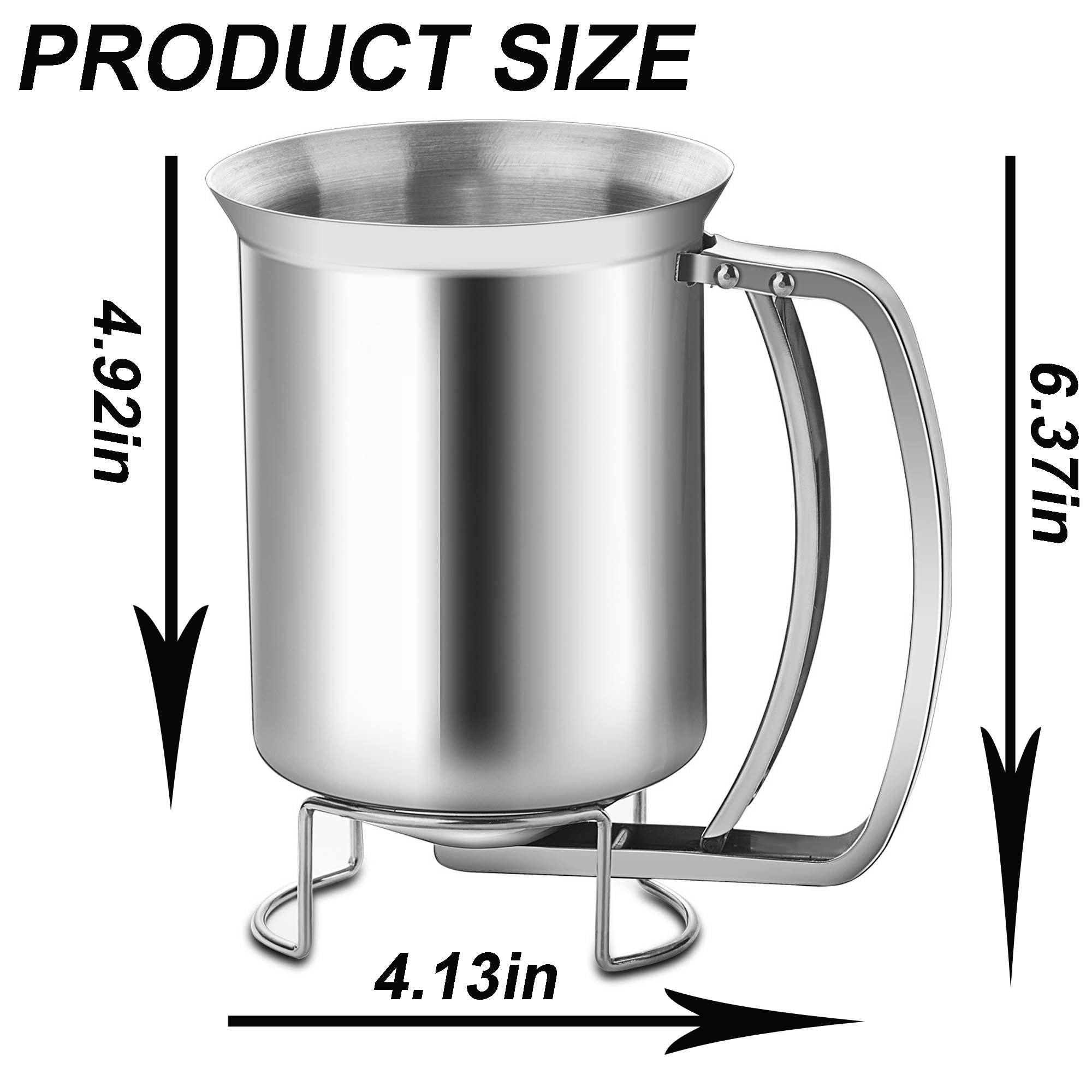 Ugpine Batter Dispenser Stainless Steel Funnel Dispenser With Stand High-Capacity Baking Essential For Pancake Cupcake Waffles M