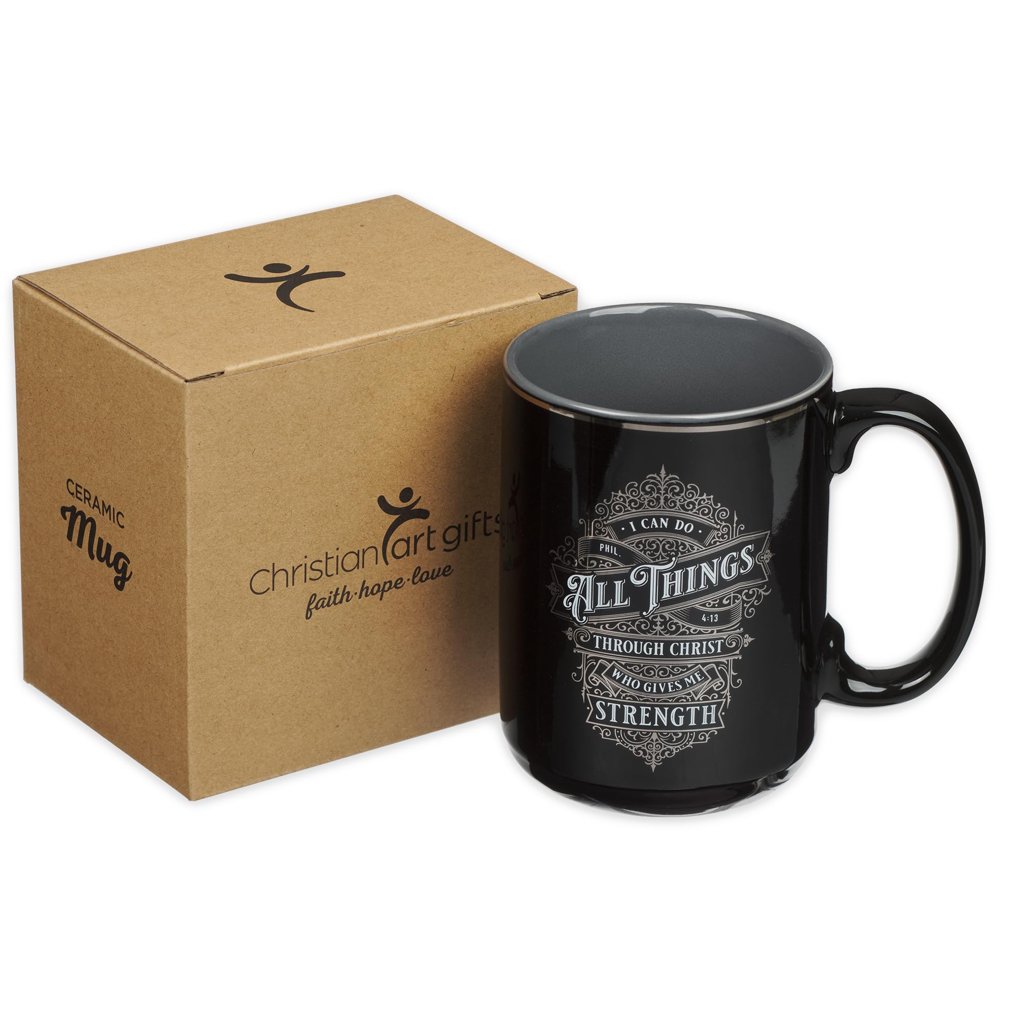 Christian Art Gifts Large Ceramic Bible Verse Coffee & Tea Mug For Men: I Can Do All Things - Phil. 4:13 Inspirational Scripture