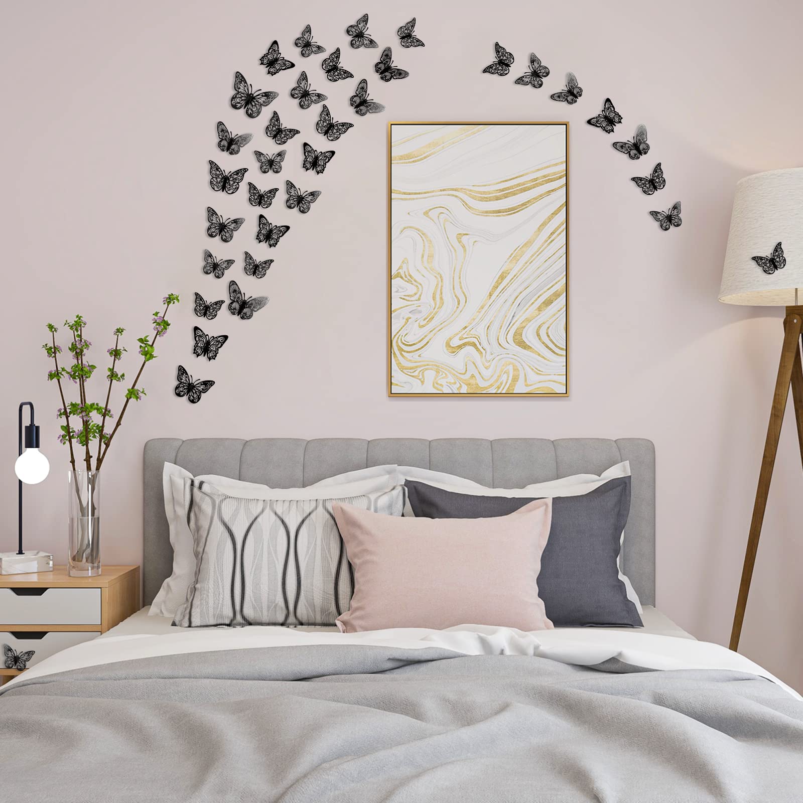 72 Pcs Black Butterfly Decorations, 3 Sizes 3 Styles, 3D Butterfly Wall Decor, Butterfly Party Decorations, Birthday Decorations