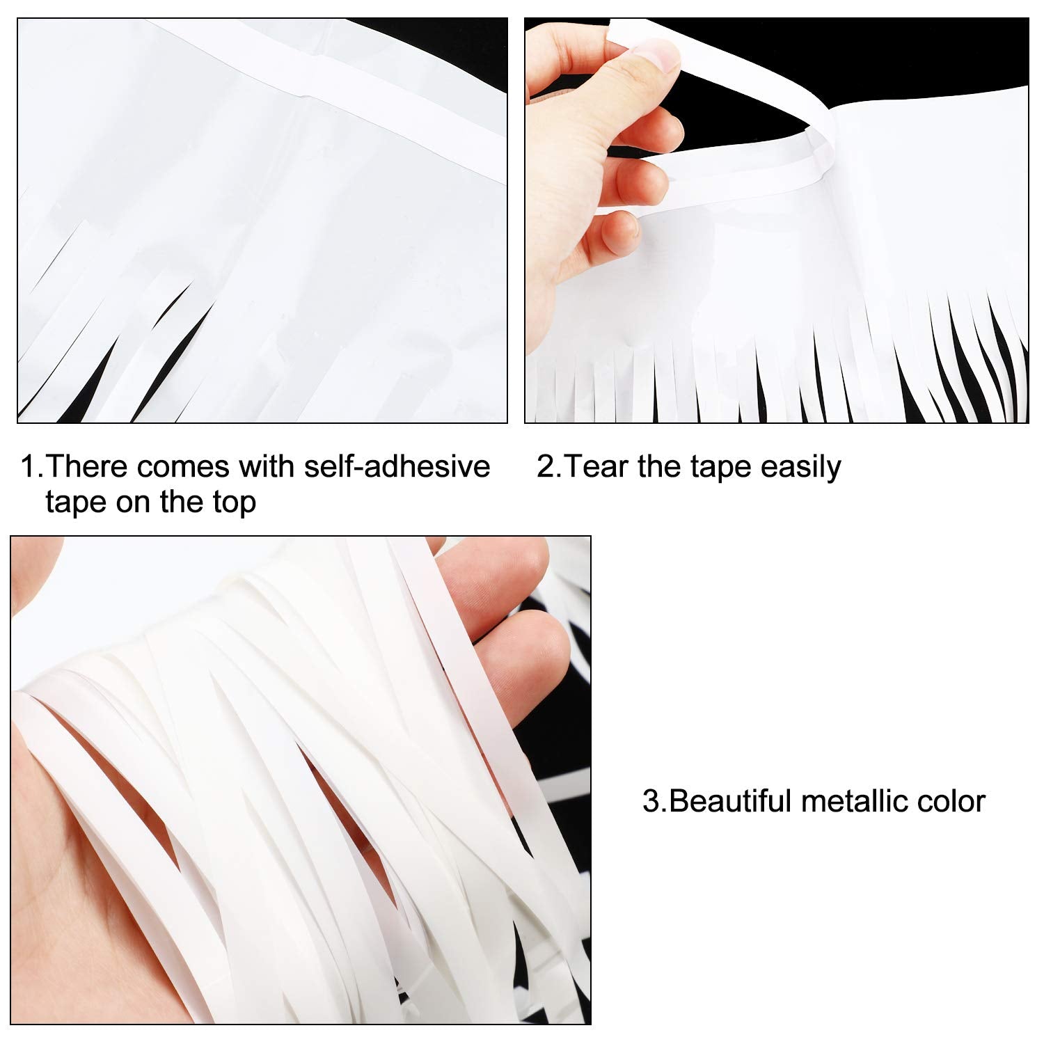 4 Packs 40 Feet Fringe Garland Foil Fringe Garland Metallic Tinsel Foil Halloween Christmas Hanging Banner for Wedding Birthday