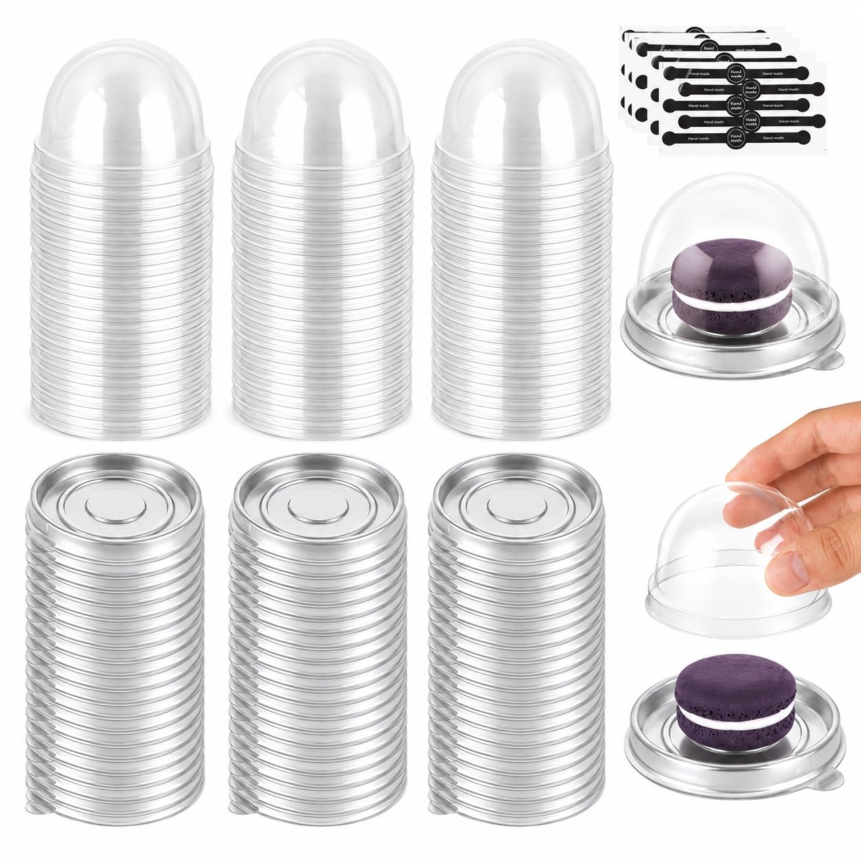 WOPPLXY 300 Pcs Clear Plastic Mini Cupcake Boxes, Mini Cake Containers, Clear Plastic Small Cake Boxes with Dome Lid, Dome Muffi