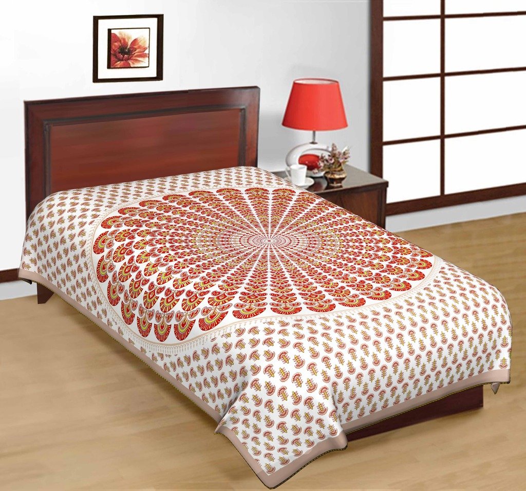 Indian Royal Fashion Jaipuri 100% Cotton New Styliner Single BedSheet Without Pillow Covers (Size :60X90 Inches 152x229 cm)