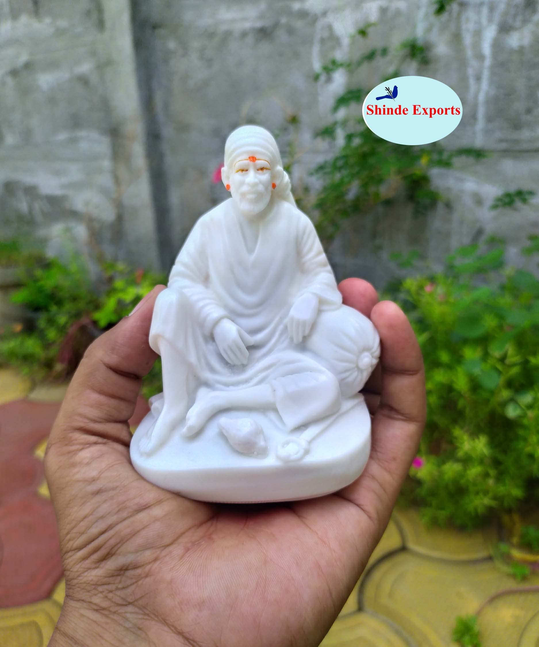 SHINDE EXPORTS shirdi saibaba Idol Marble/saibaba Idol for car Dashboard 11 cm
