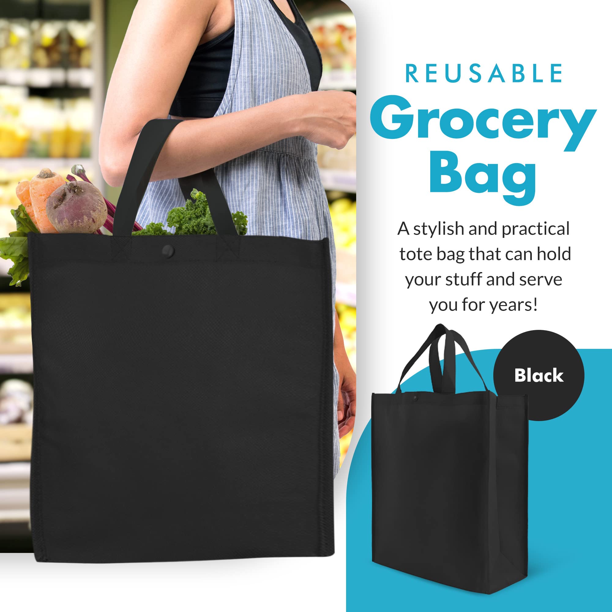 Simply Green Solutions - Reusable Grocery Bags, Durable Large Tote Bags, Shopping Bags For Groceries, Utility Tote, Reusable Gif