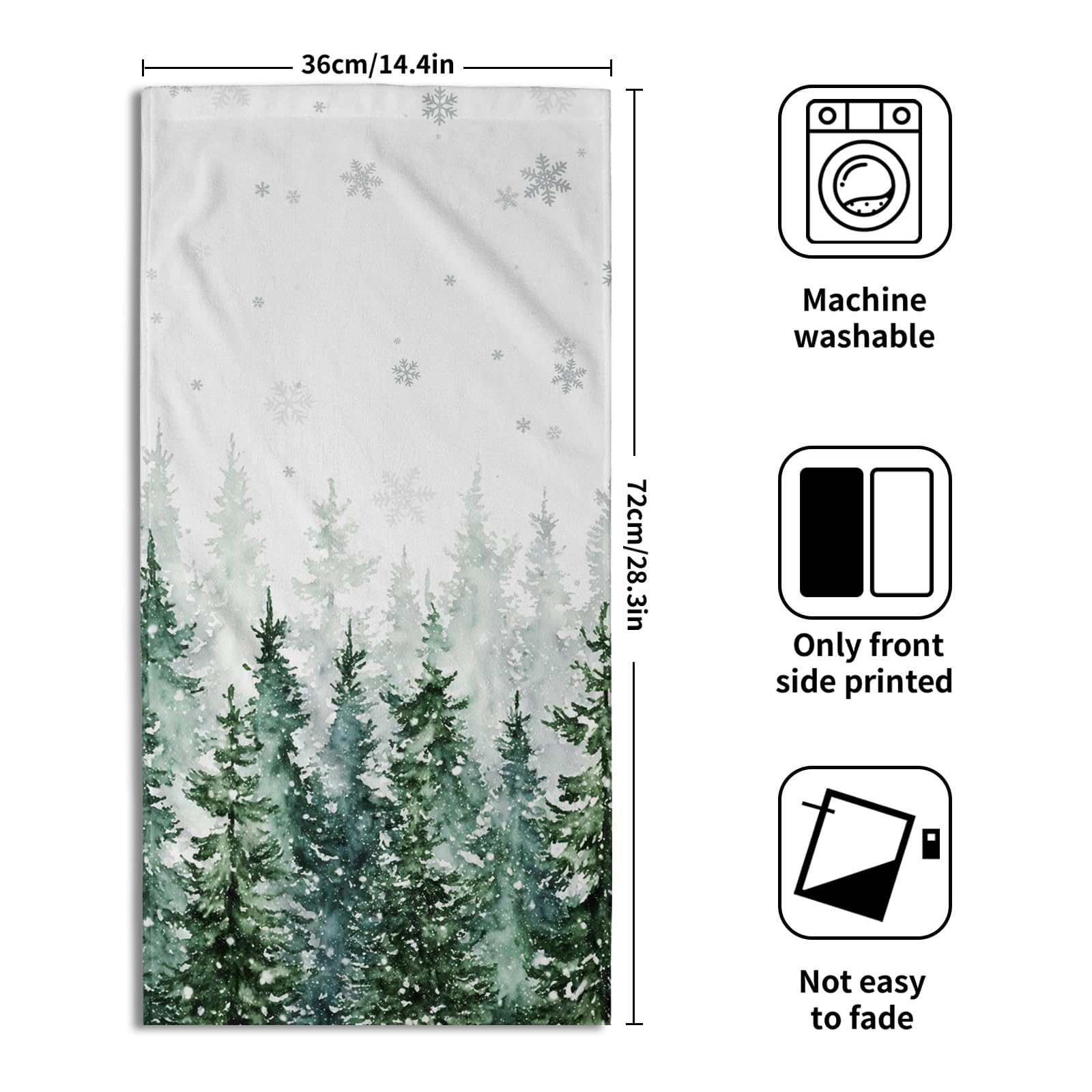 Winter Green Forest Hand Towels For Bathroom Christmas Kitchen Towels Set Of 2 Green Xmas Tree Snowflake Dish Towels 14X28In Win