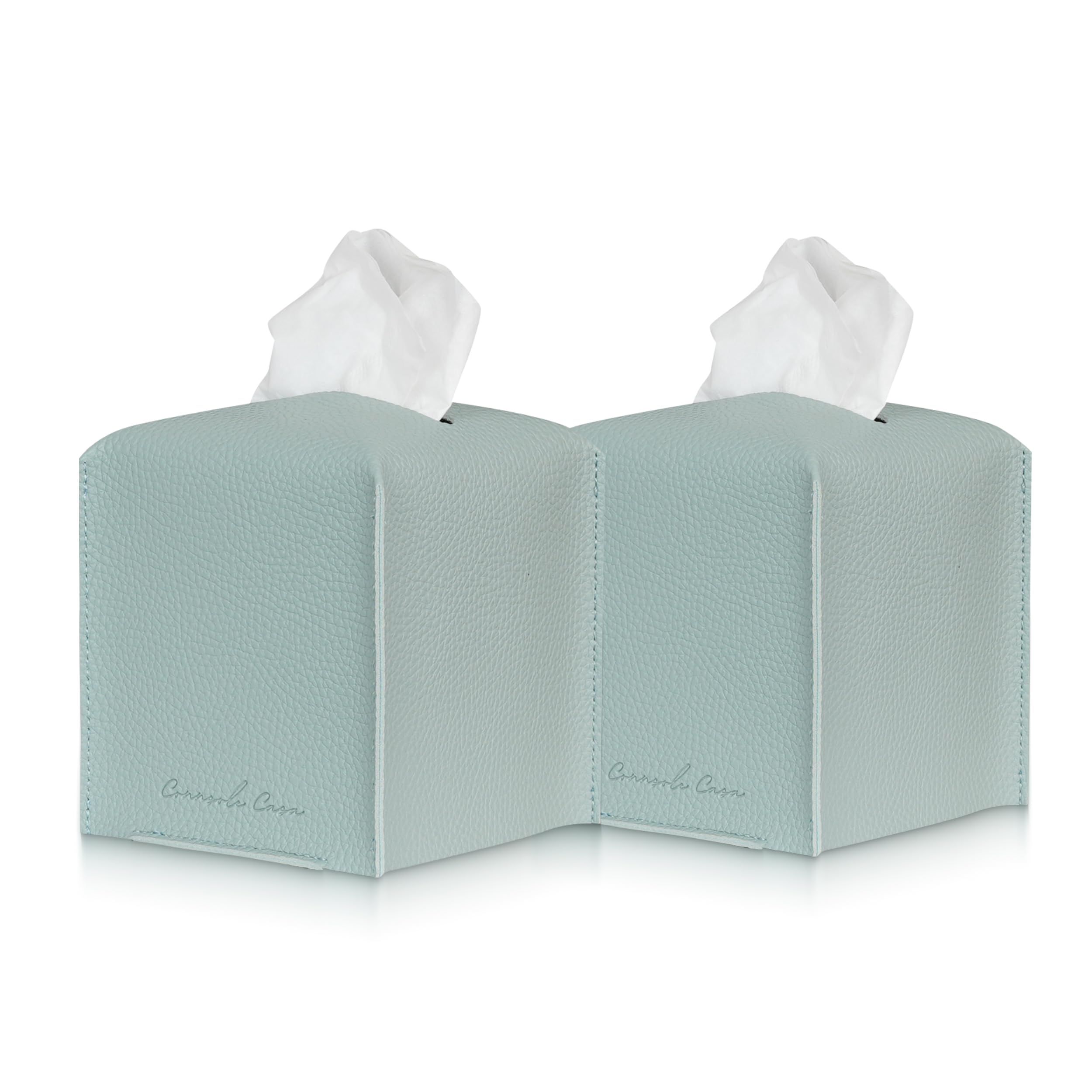 Connsole Casa Premium Pu Leather Tissue Box Holder - Elegant Hotel-Style Teal Tissue Box Cover For Enhanced D  Cor Of Home, Offi