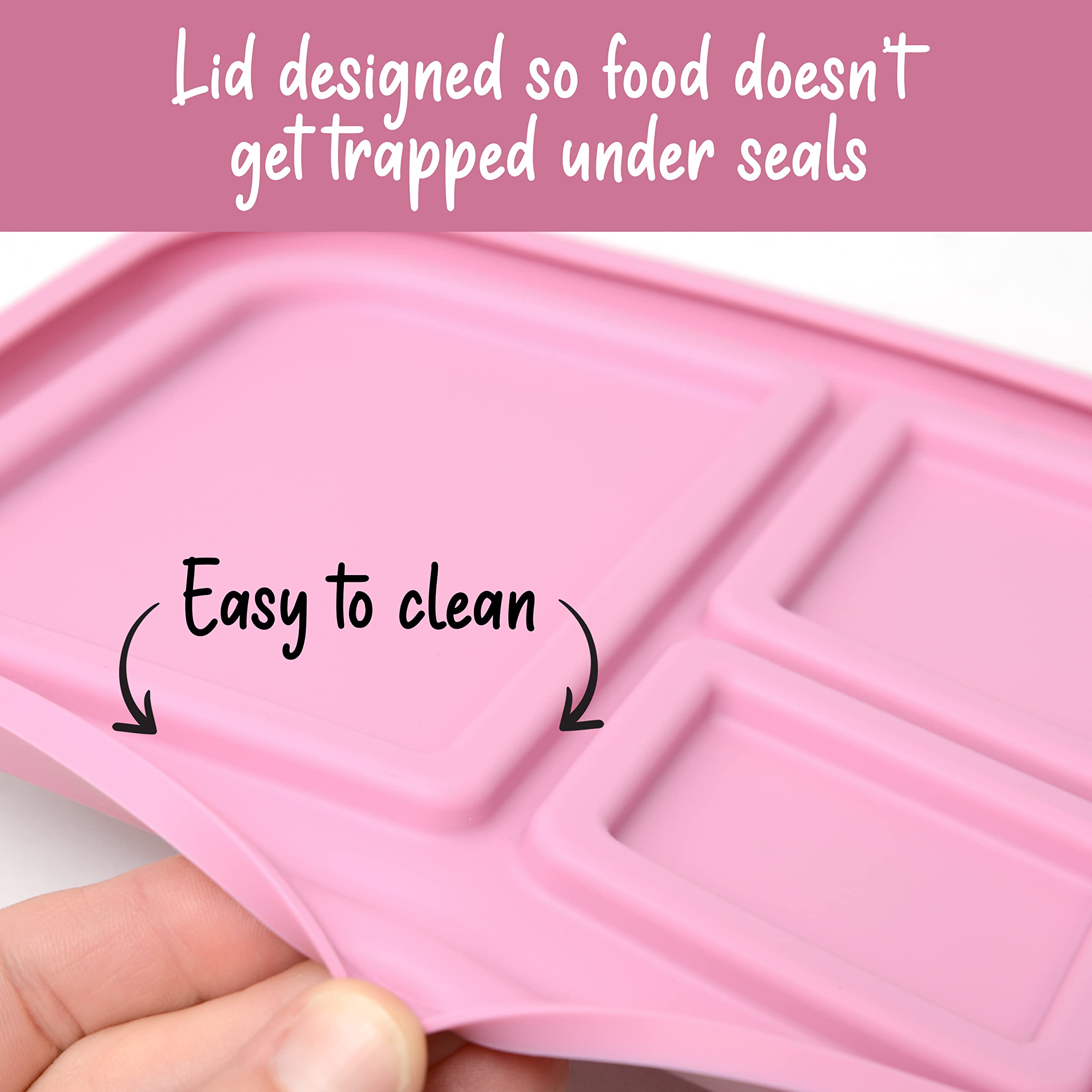 Primastella Unbreakable Silicone Lunch Box For Kids And Adults - Leak Proof Divided Bento Box (Plum)