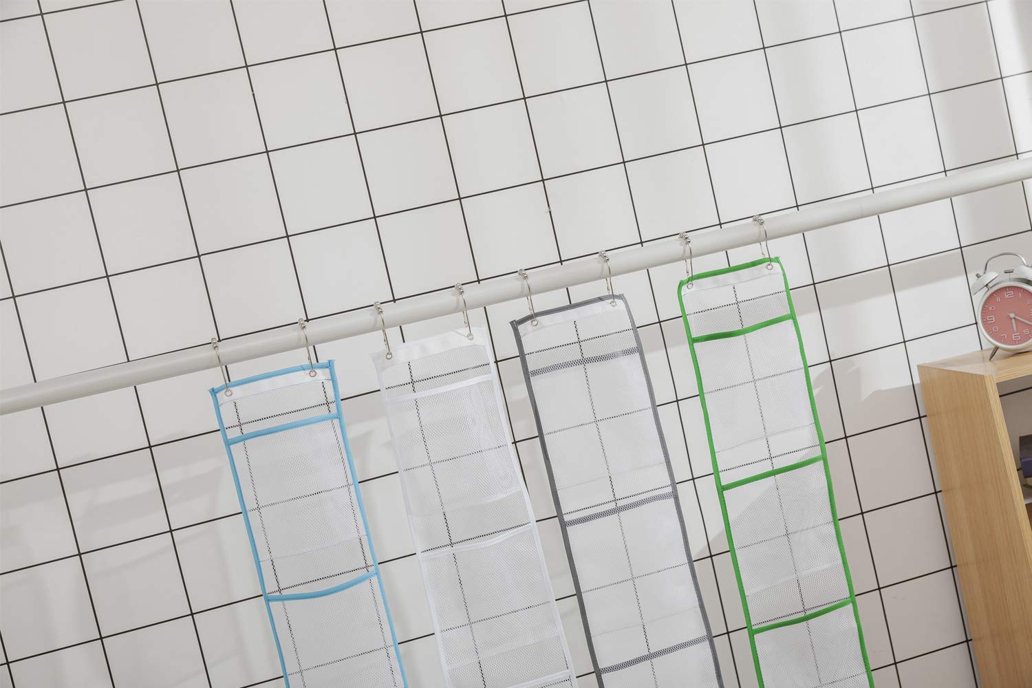ALYER Hanging Storage Shower Caddy Organizer Mesh Pockets for Bathroom Closet Pantry (Gray)