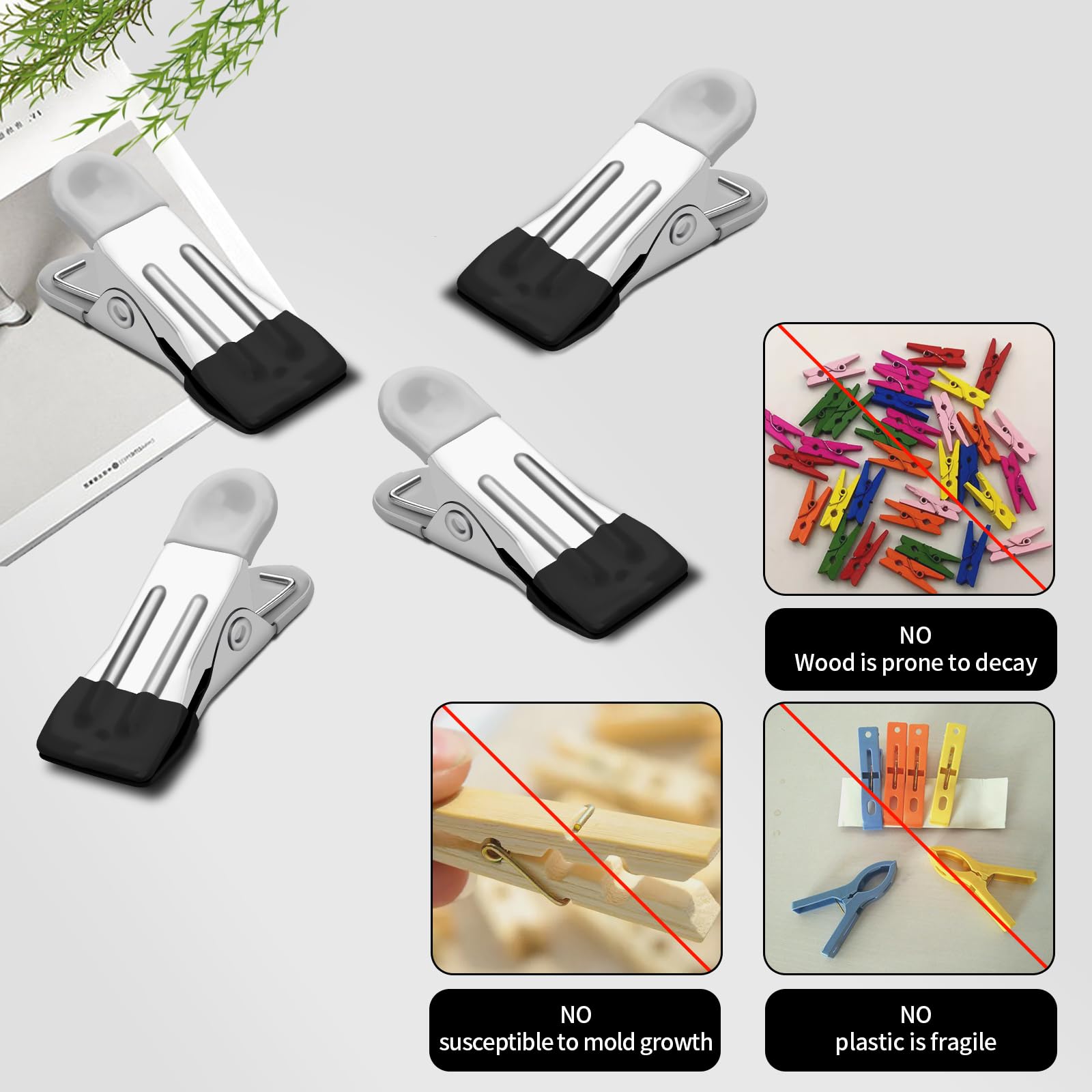 Tinfol Black Clothes Pins, 28 Pack Clothes Pins For Hanging Clothes, 2.3 Inch Mini Food Bag Clips, Small Photos Clips, Chip Clip