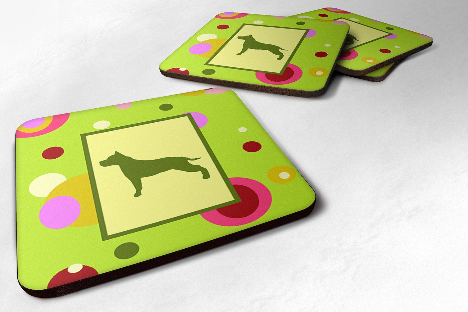 Carolines Treasures Staffie Foam Coasters (Set of 4), 3.5 H x 3.5 W, Multicolor