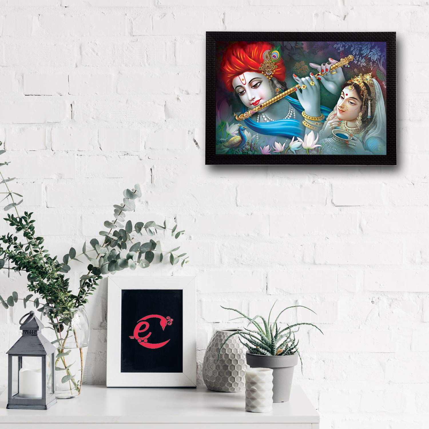 Ecraftindia Radha Krishna Satin Matt Texture Uv Art Painting (Synthetic Wood, 27.94 Cm X 35.56 Cm, Fpr2A6304)