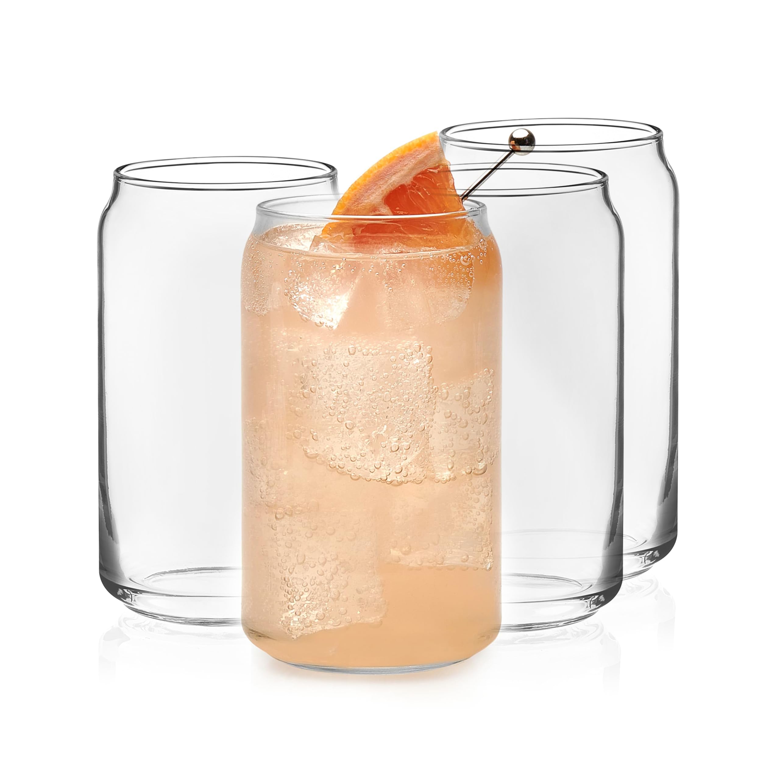 Libbey Classic Can Tumbler Glasses Set Of 4, Clear Kitchen Glassware Sets For Beverages And Cocktails, Lead-Free, Cute Drinking
