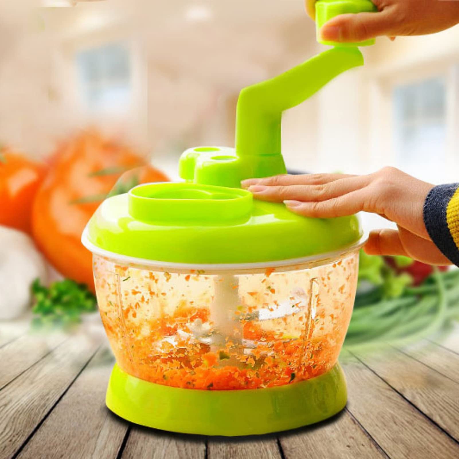 Manual Food Processor Vegetable Chopper, Ourokhome Portable Hand Shake Garlic Mincer Onion Cutter For Veggies Ginger Fruits Nuts