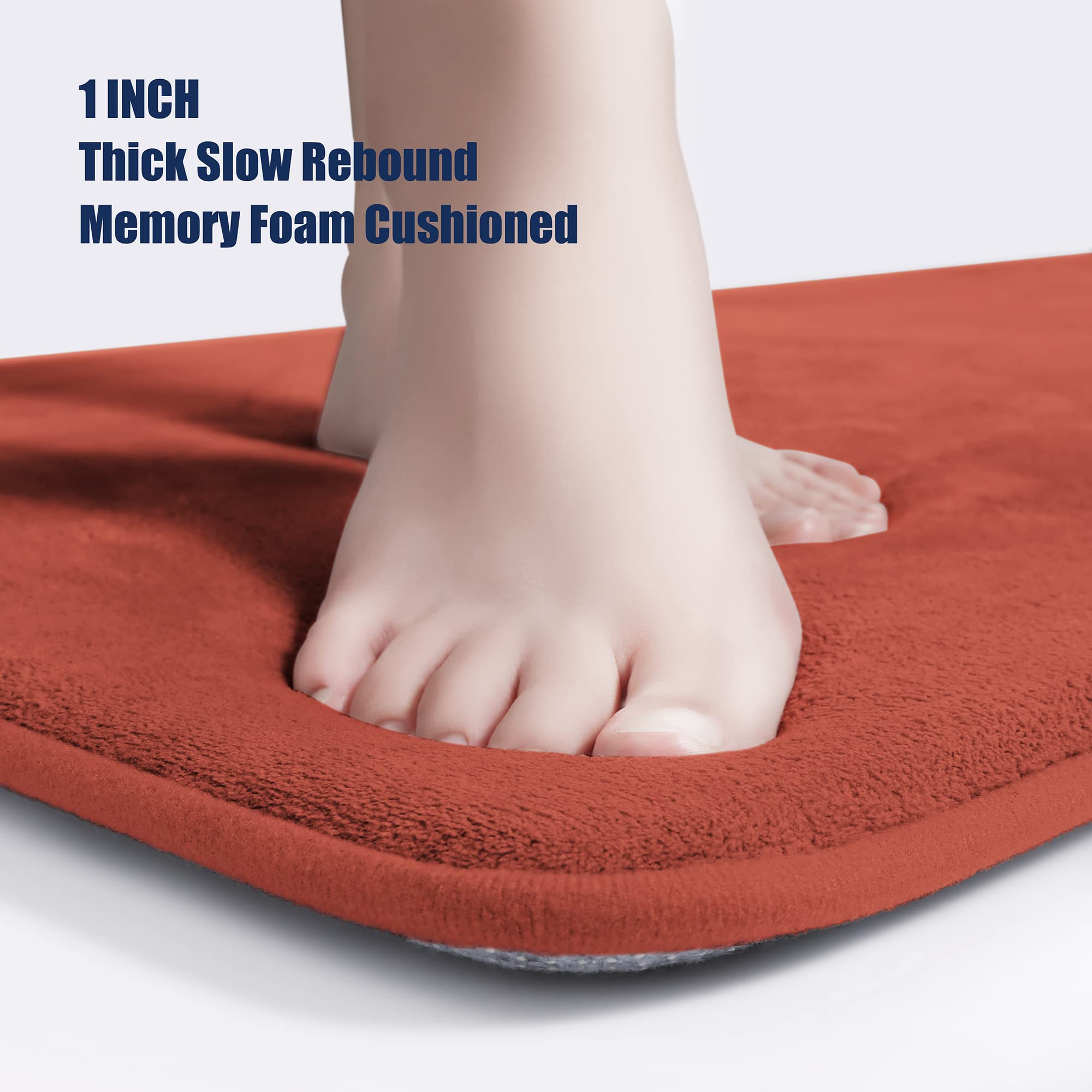 Yihouse Memory Foam Bath U Shape Toilet Mat Non Slip Absorbent Soft Floor Rugs For Bathroom Machine Washable Carpet Bathroom Mat