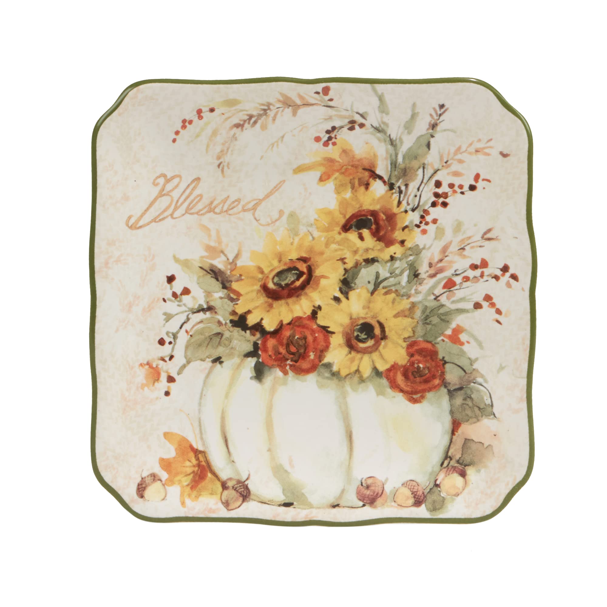 Certified International Harvest Morning 6'' Canape/Luncheon Plates, Multicolor, Small, Set Of 4