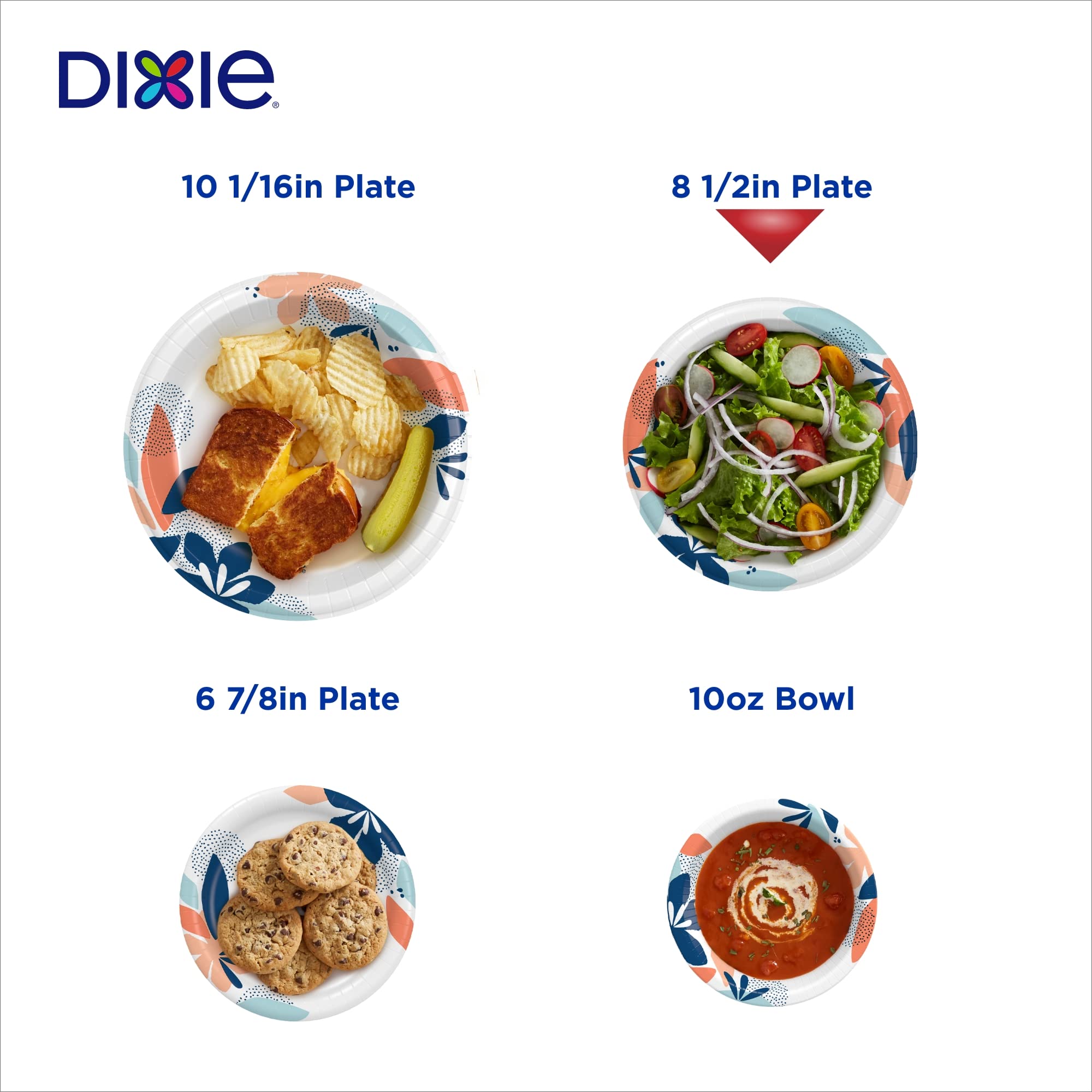 Dixie Medium Paper Plates, 8.5 Inch, 90 Count, 2X Stronger, Microwave-Safe, Soak-Proof, Cut Resistant, Disposable Plates For Eve