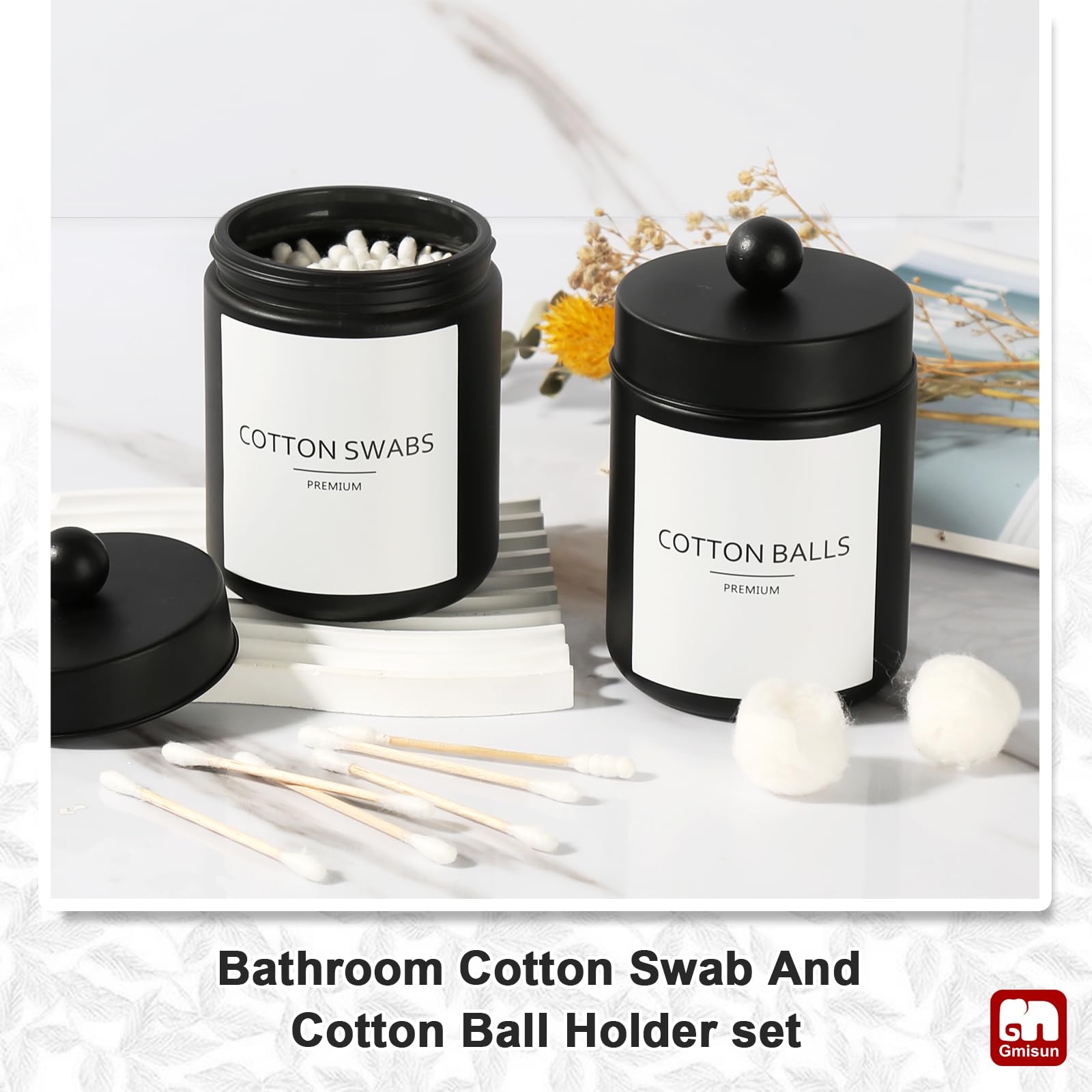 Gmisun Black Bathroom Accessories Set, 5 Pack Matte Black Glass Bath Accessory Decor Sets Complete, Soap Dispenser And Toothbrus