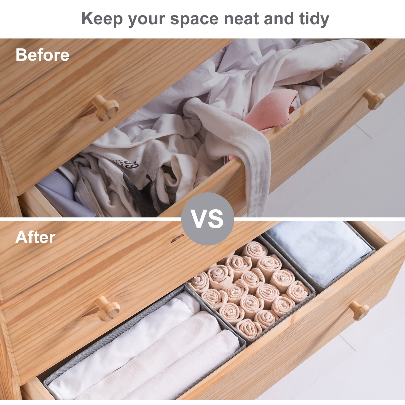 Coorganisers 6 Packs Dresser Organizers,Drawer Organizers for Clothing,Baby Organizers and Storage Drawers,Woven-Fabric Dresser