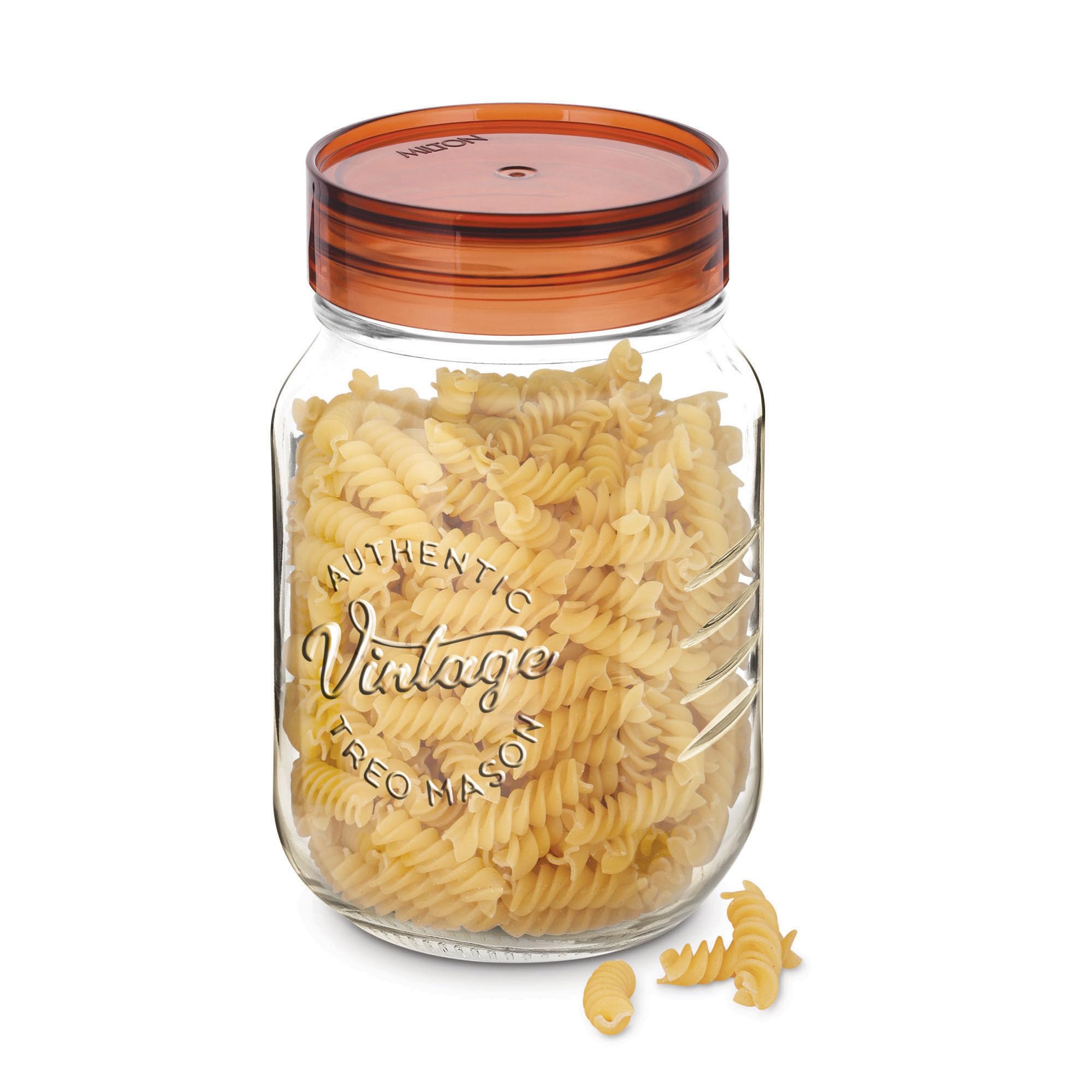 Treo By Milton Vintage Glass Jar With Plastic Lid, 1500 Ml, Transparent |Storage Jar | Kitchen Organiser | Modular |Food Safe | 