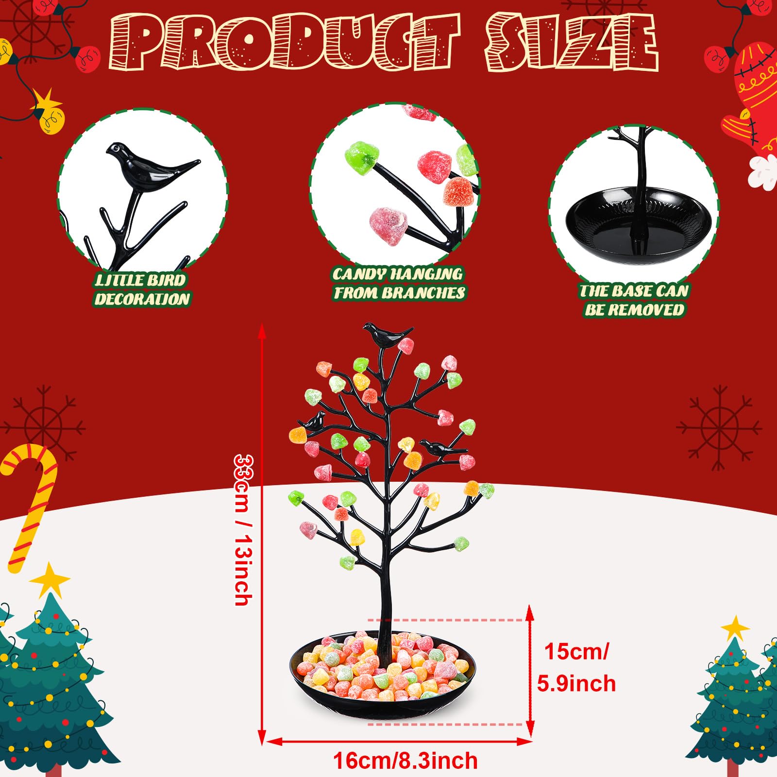 Soaoo Festive Gumdrop Tree Christmas Nostalgic Gum Drops Artificial Tree for Table Centerpiece Christmas Decorations for Tableto