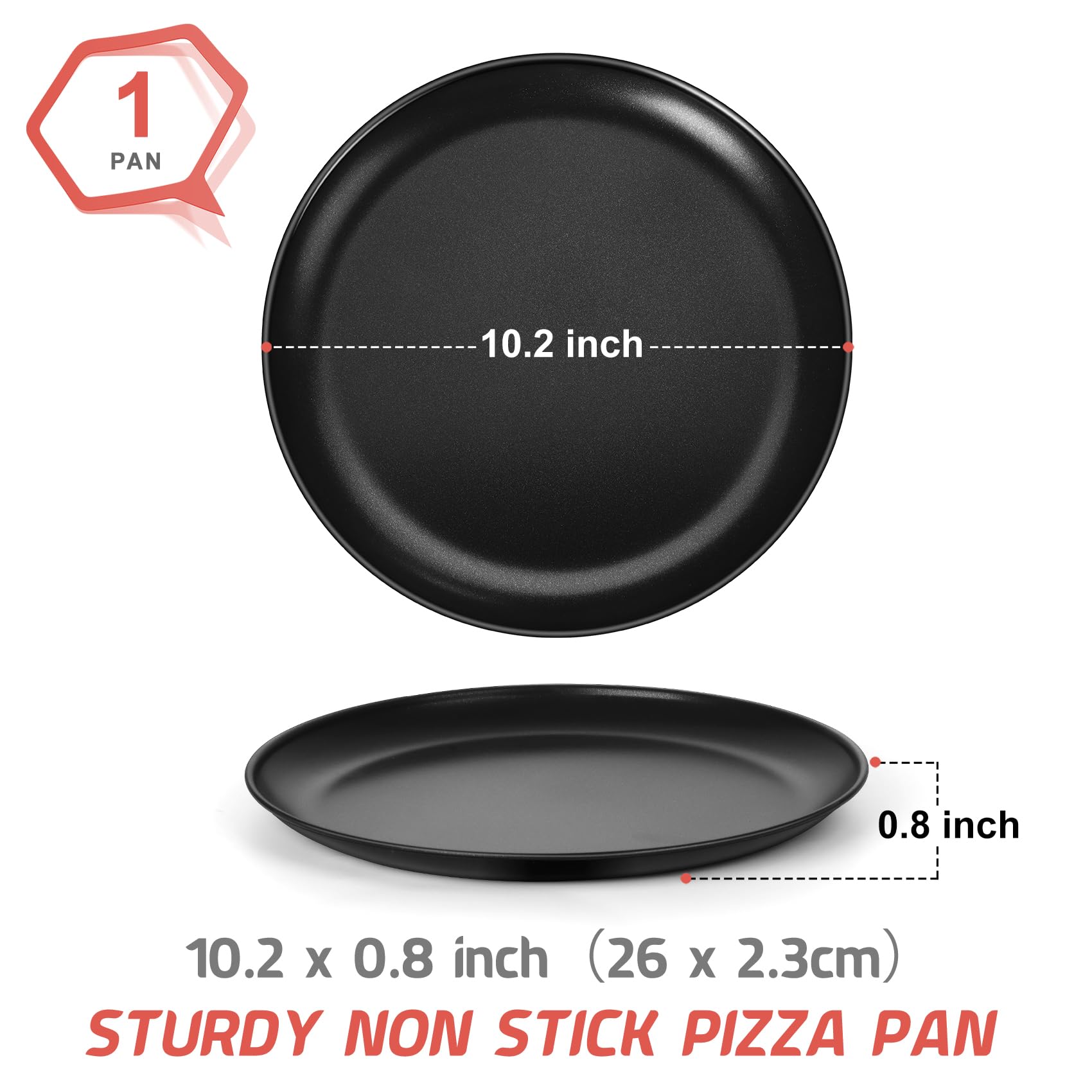 P&P Chef 10 Inch Pizza Pan, Non-Stick Pizza Tray, Round Baking Pan For Oven, Healthy Bakeware And Serving Plate, Stainless Steel