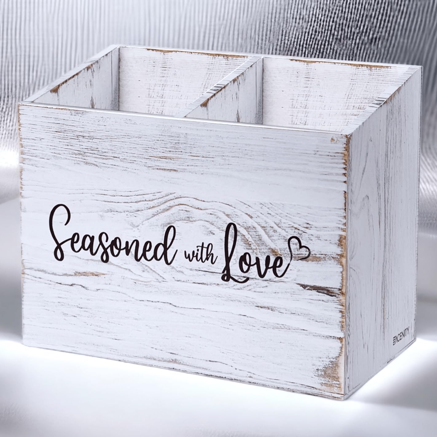 Acenity Cooking Utensil Holder, Cute Kitchen Counter Organizer, Utensil Caddy, Lovely Farmhouse Kitchen Decor (White)