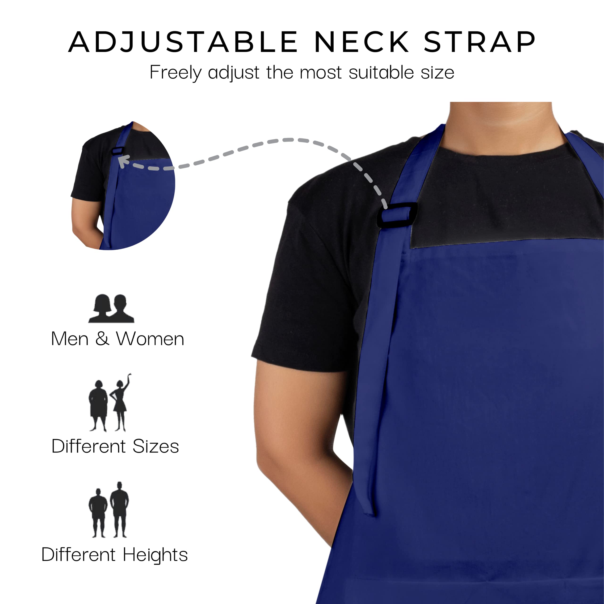 Rajrang Chef Apron For Women Men With Pockets Cotton Kitchen Cooking Full Length Plain Aprons Sodalite Blue 35X27 Inches