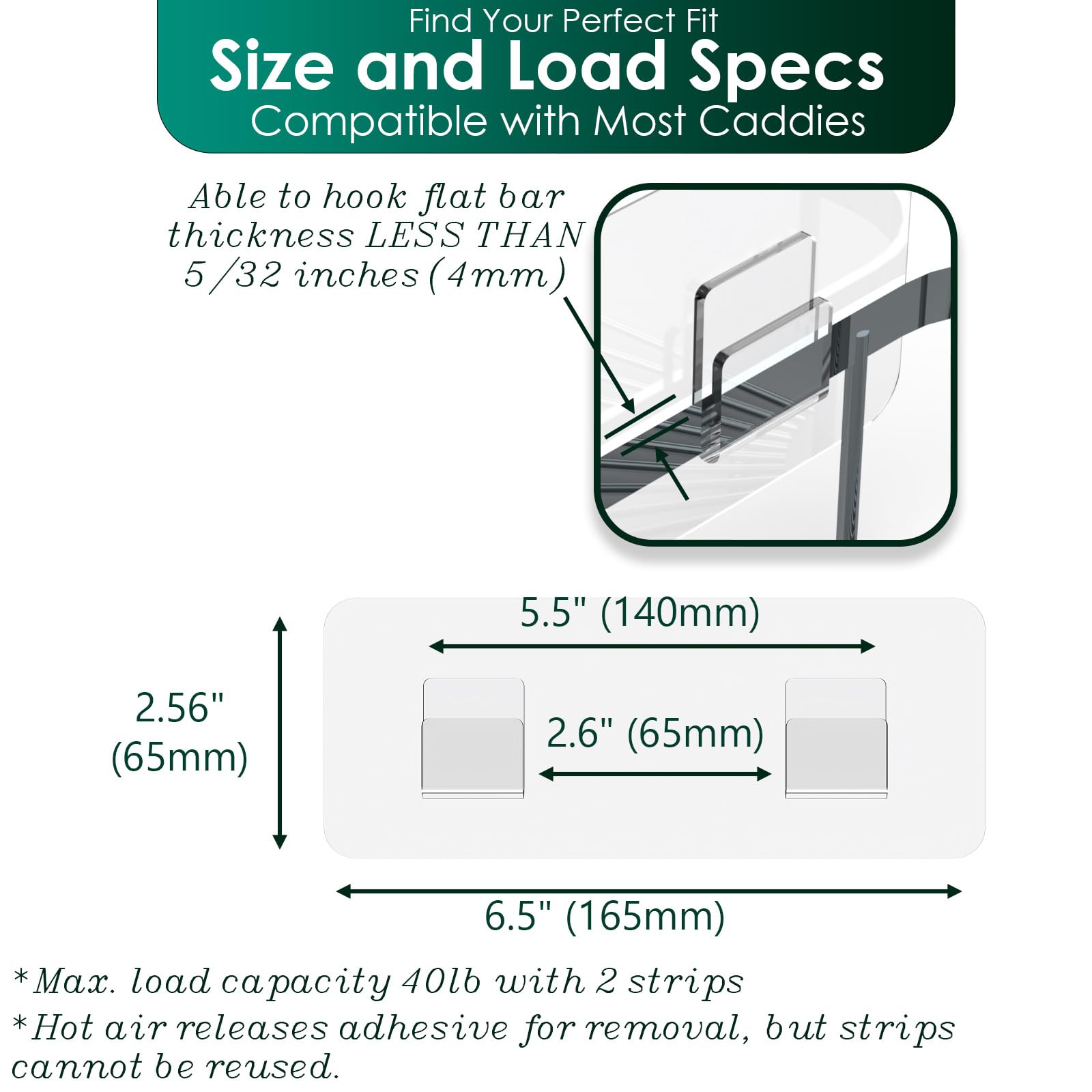 Jovware Shower Caddy Adhesive Replacement Stickers Flat Hook, Shelf Hanging Adhesive, Adhesive Bathroom Suction Cup Replacement,