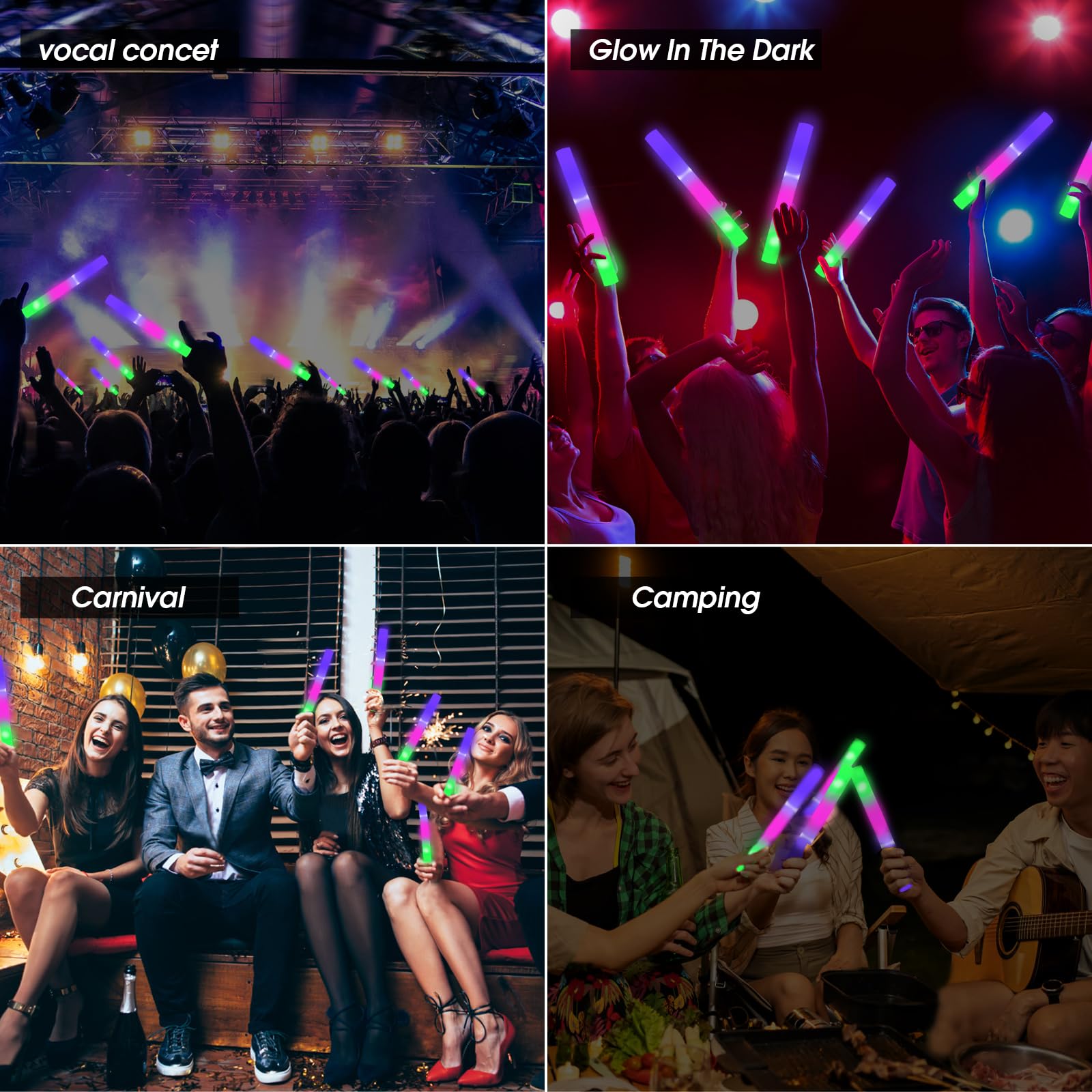 Awang 32 Pcs Glow Sticks With 3 Modes Colorful Flashing Glow In The Dark Party Supplies Multicolor Bulk Led Foam Glow Sticks For