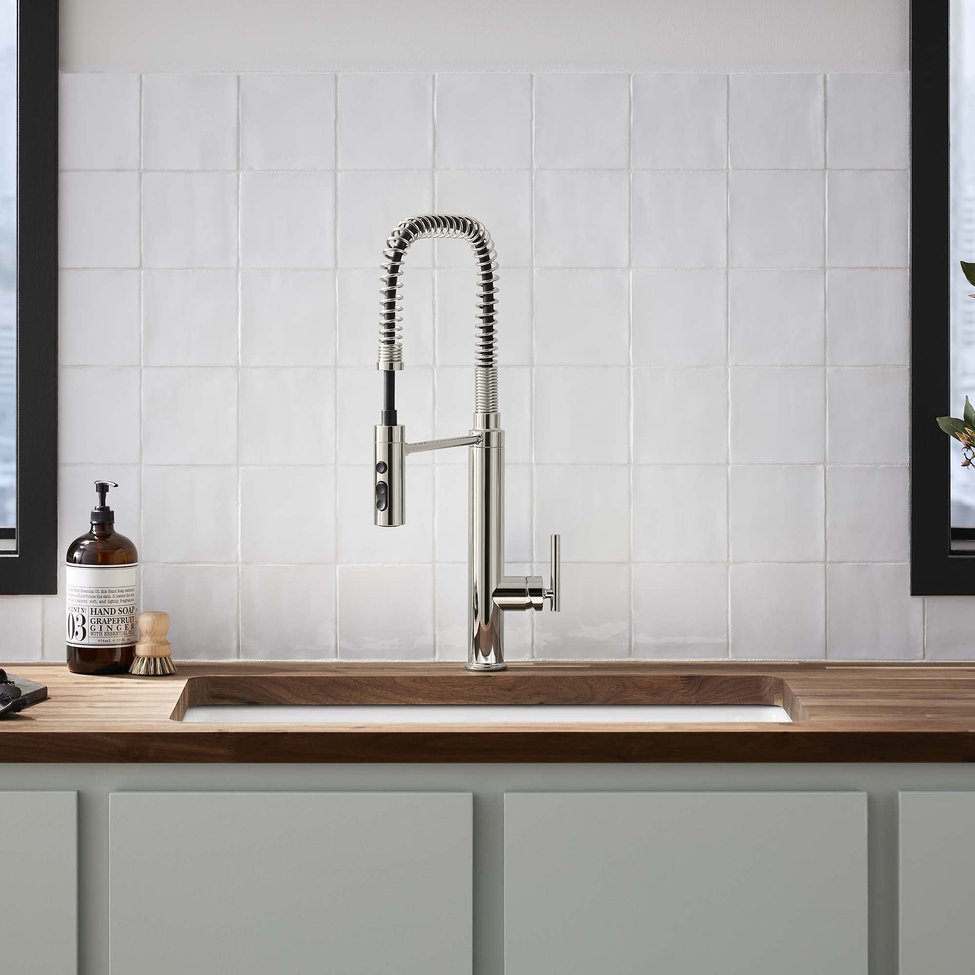 Kohler 24982-Sn Purist Semi-Professional Kitchen Sink Faucet With 3-Function Pull Down Sprayer, Vibrant Polished Nickel