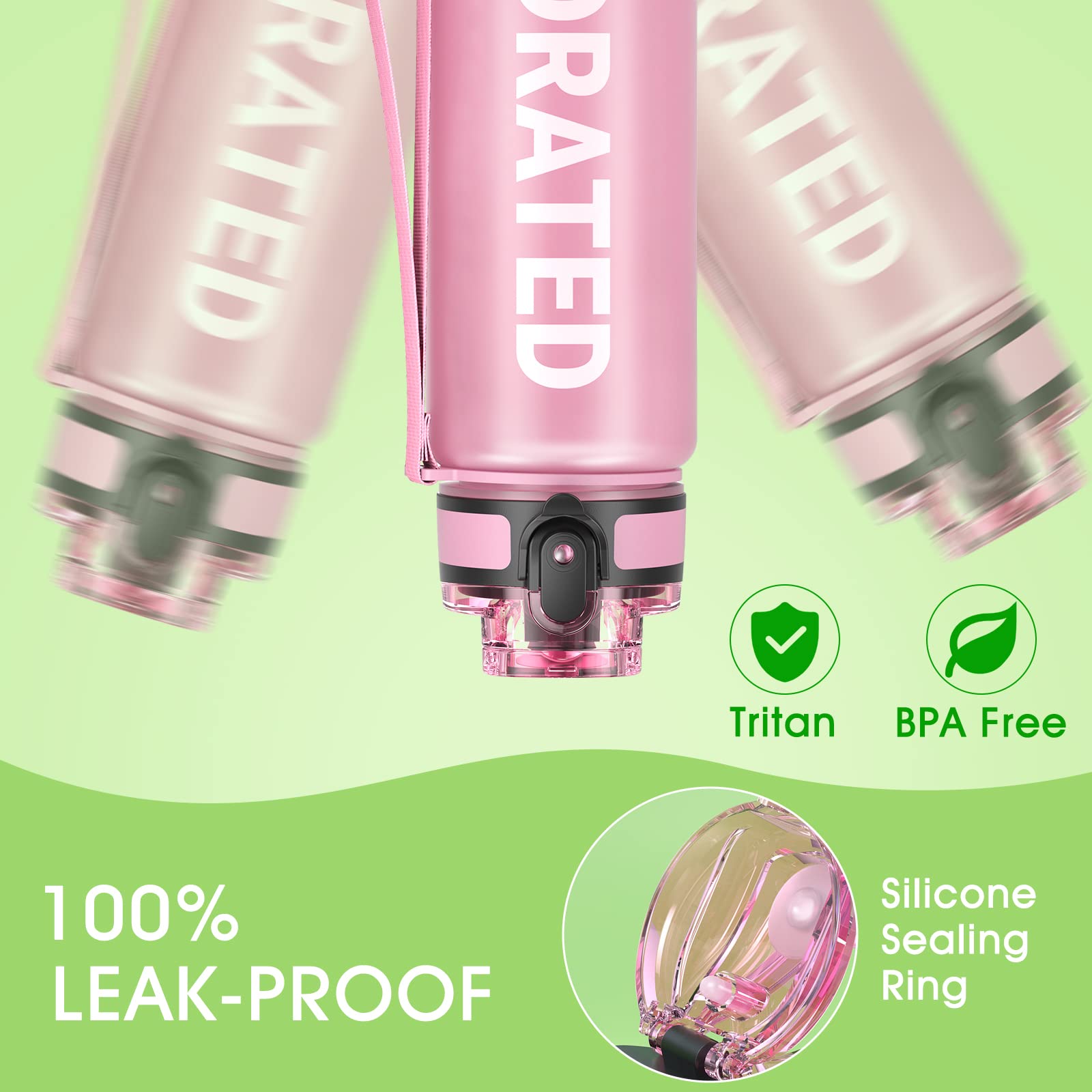 Sahara Sailor Water Bottles  17oz Motivational Sports Water Bottle with Time Marker - Times to Drink - Tritan  BPA Free  Wide Mouth Leakproof  Fast Flow Technology with Clean Brush (1 Pack)