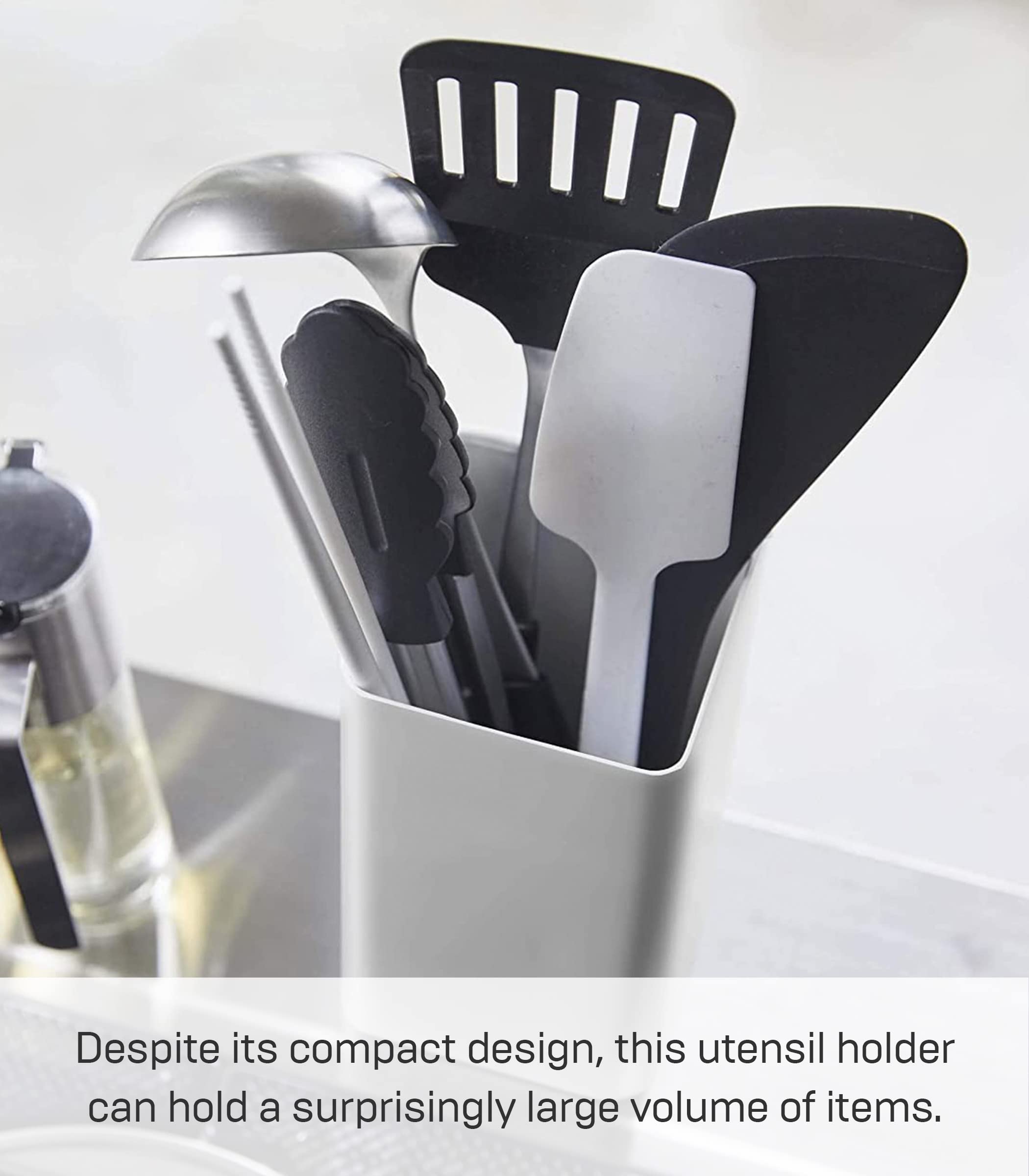 YAMAZAKI Kitchen Utensil Holder - Steel, One Size, White, Model 5183